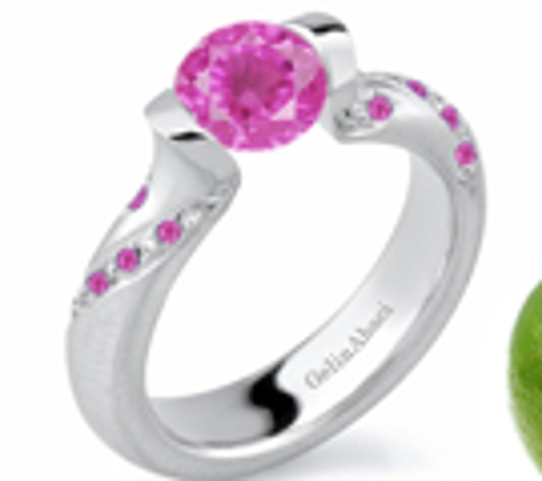 Round Pink Sapphire Gemstone Diamond Tension SetEngagement Rings