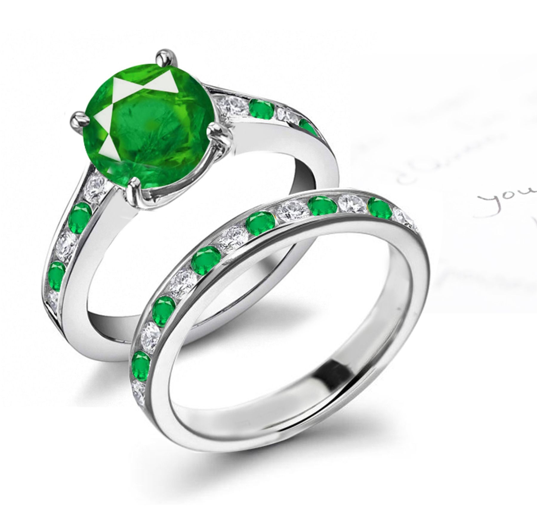 New and Popular Styles: Discover Channel Set Emerald Ring With & Diamondsin 14k White Gold