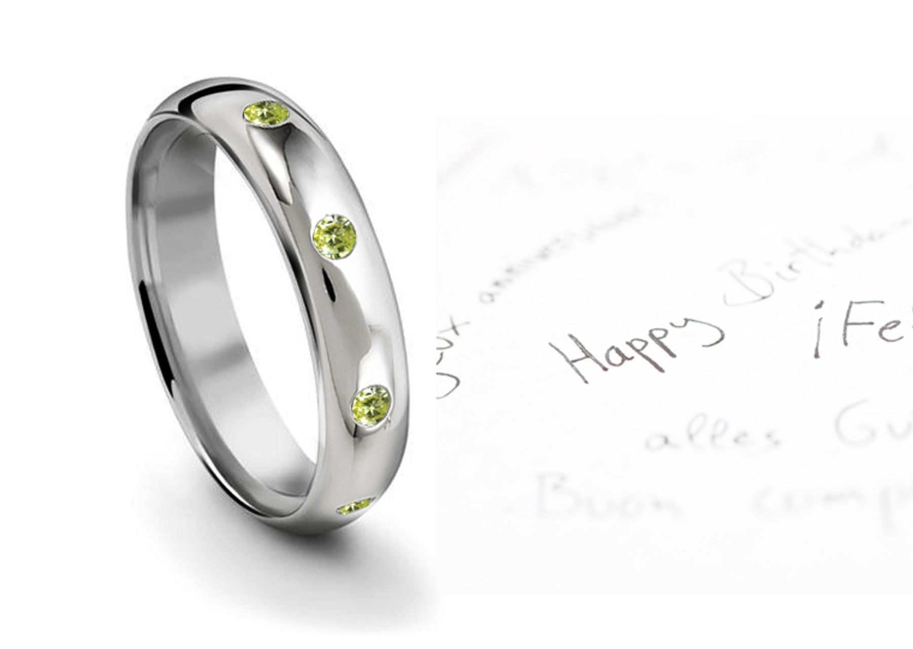 Burnish Round Green Diamond Eternity Ring