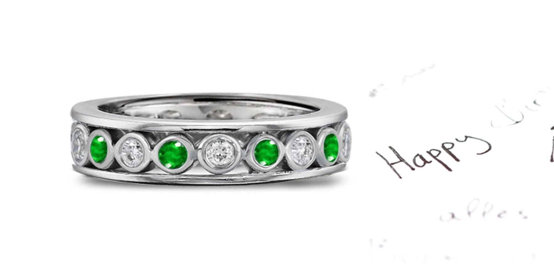 Elegant: New Sparkling Designer Emerald Diamond Eternity Bubble Band