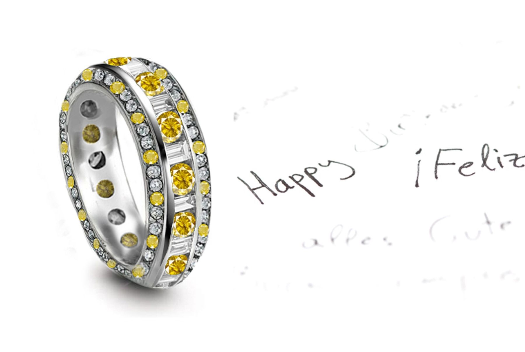 Fascination: Yellow Sapphire & Diamond Eternity Rings