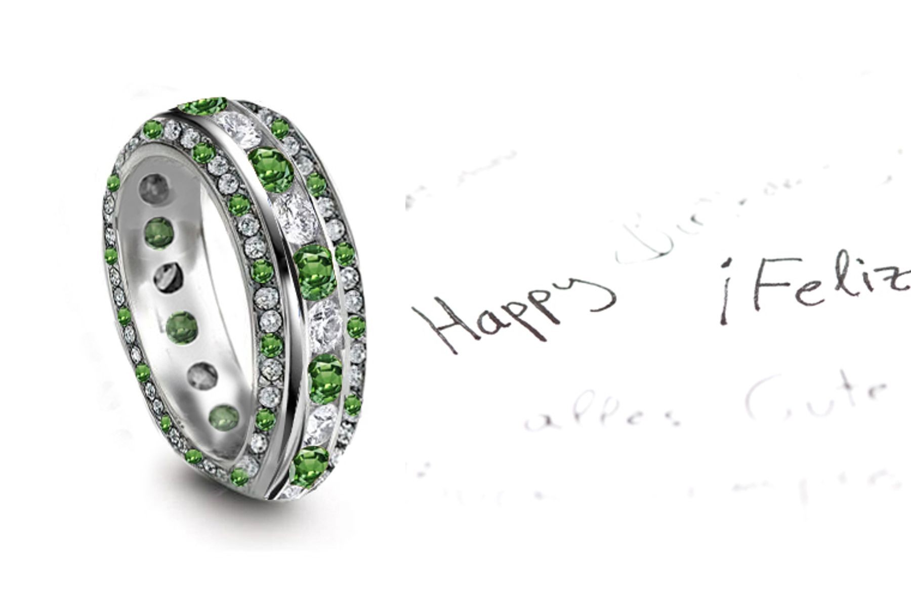 Amazing: Green Sapphire & Diamond Eternity Rings