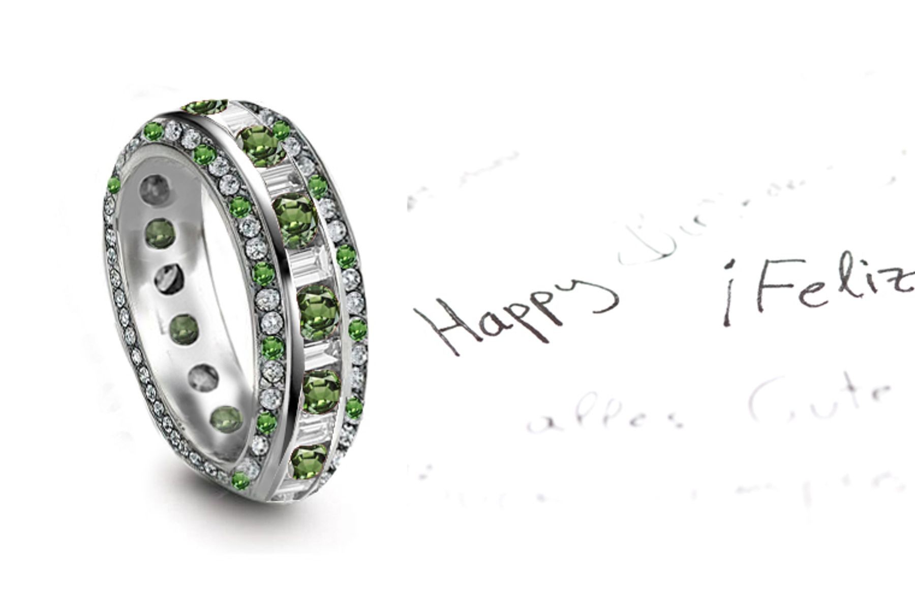 Breathtaking: Green Sapphire & Diamond Eternity Rings