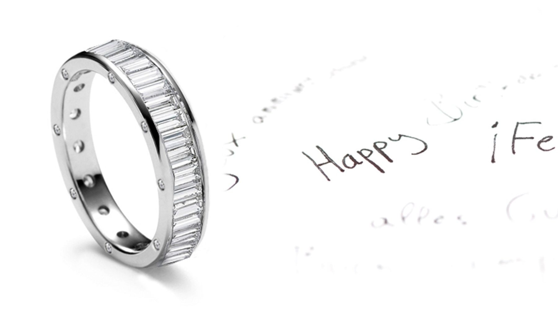 Splendid: Baguette Cut Diamonds Circle The Entire Band & Sides Sprinkled in Burnish Set Diamonds