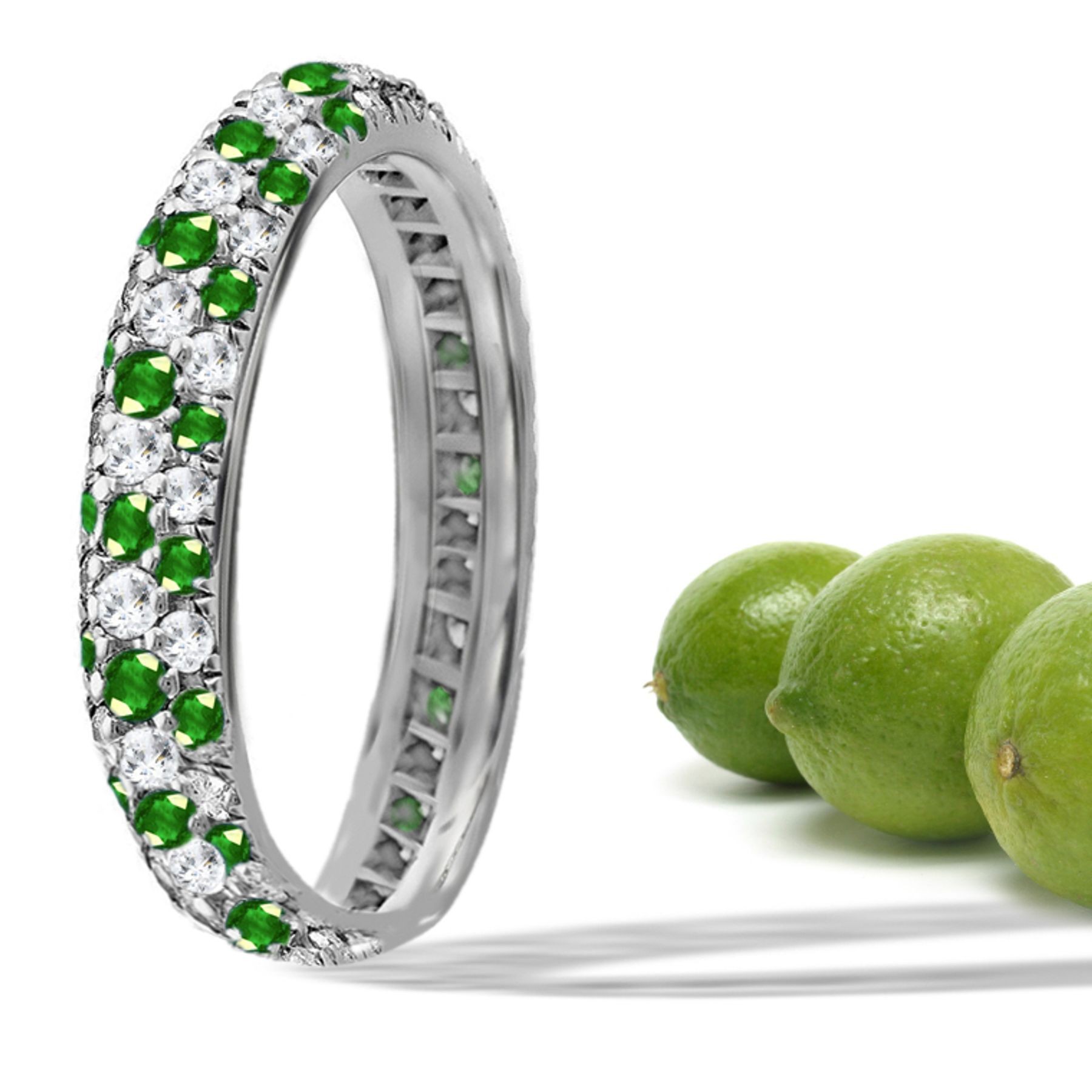 Gold, Emerald, & Diamond Micropavee Ring