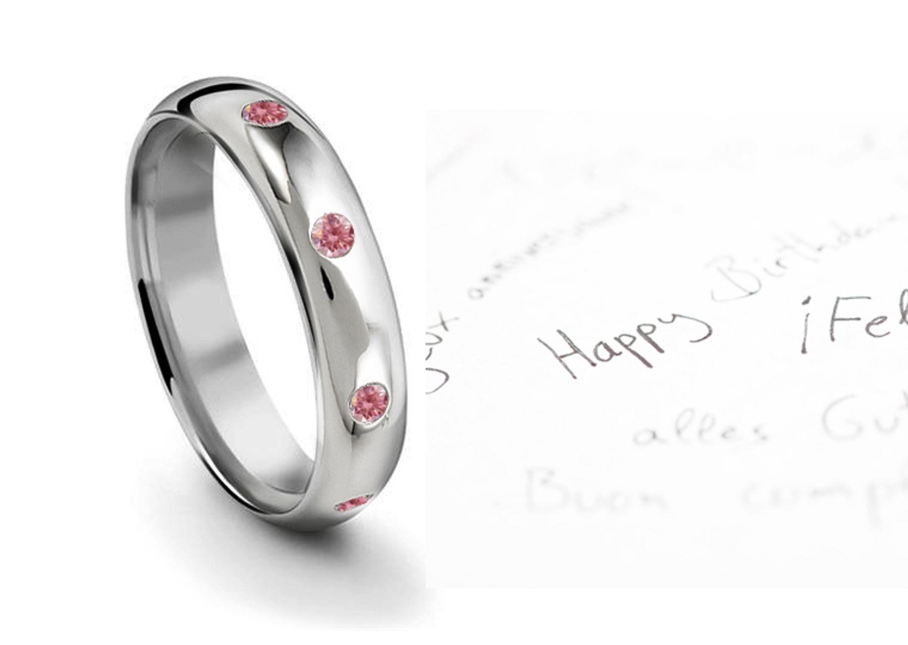 Burnish Round Pink Diamond Eternity Ring