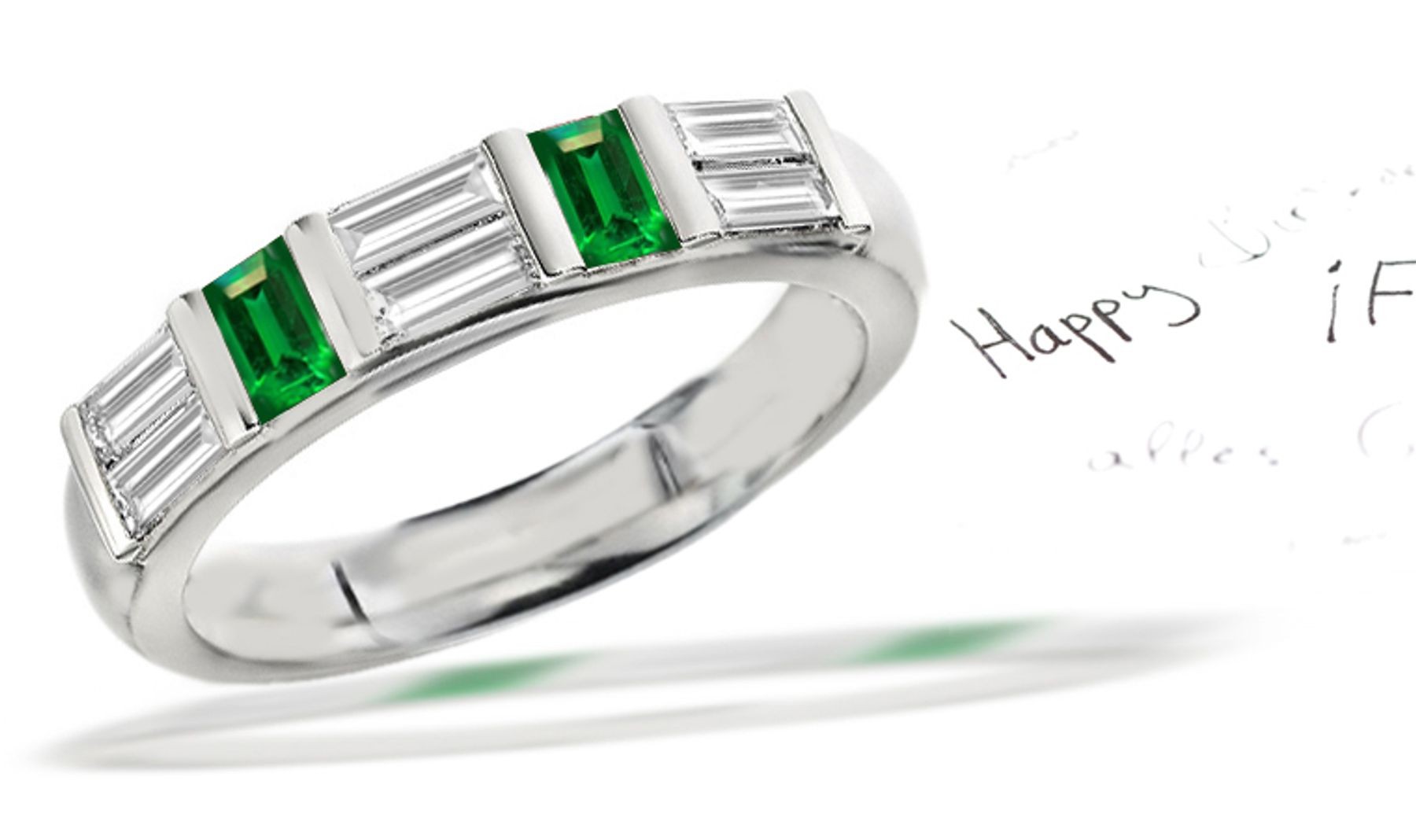 Dazzling Beauty: Emerald Cut Emerald & Baguette Diamond Ring