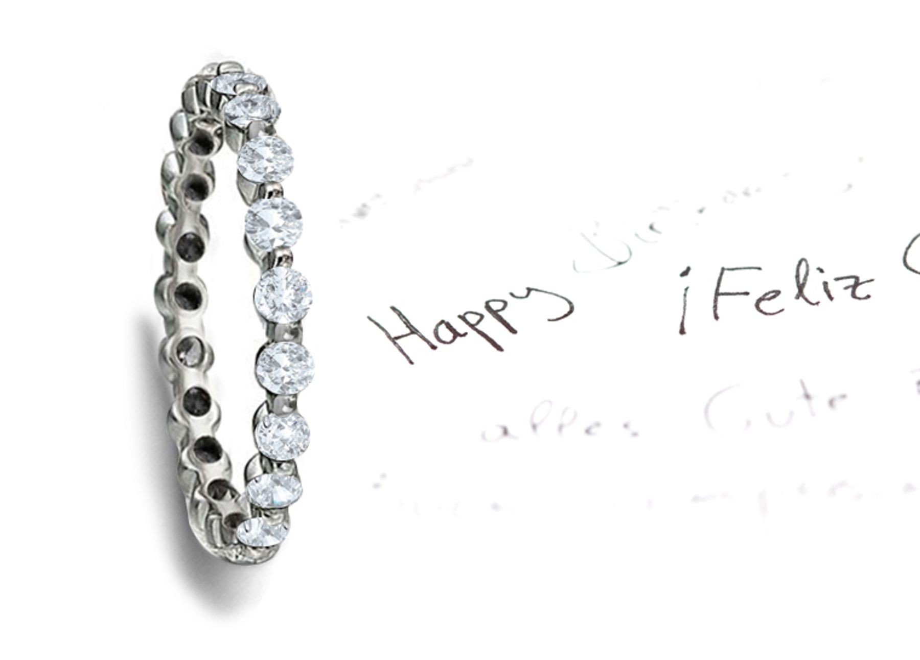 Precious & Beautiful: 'Must Have' Bar Set Round Diamond Eternity Band in Platinum & 14k Gold View