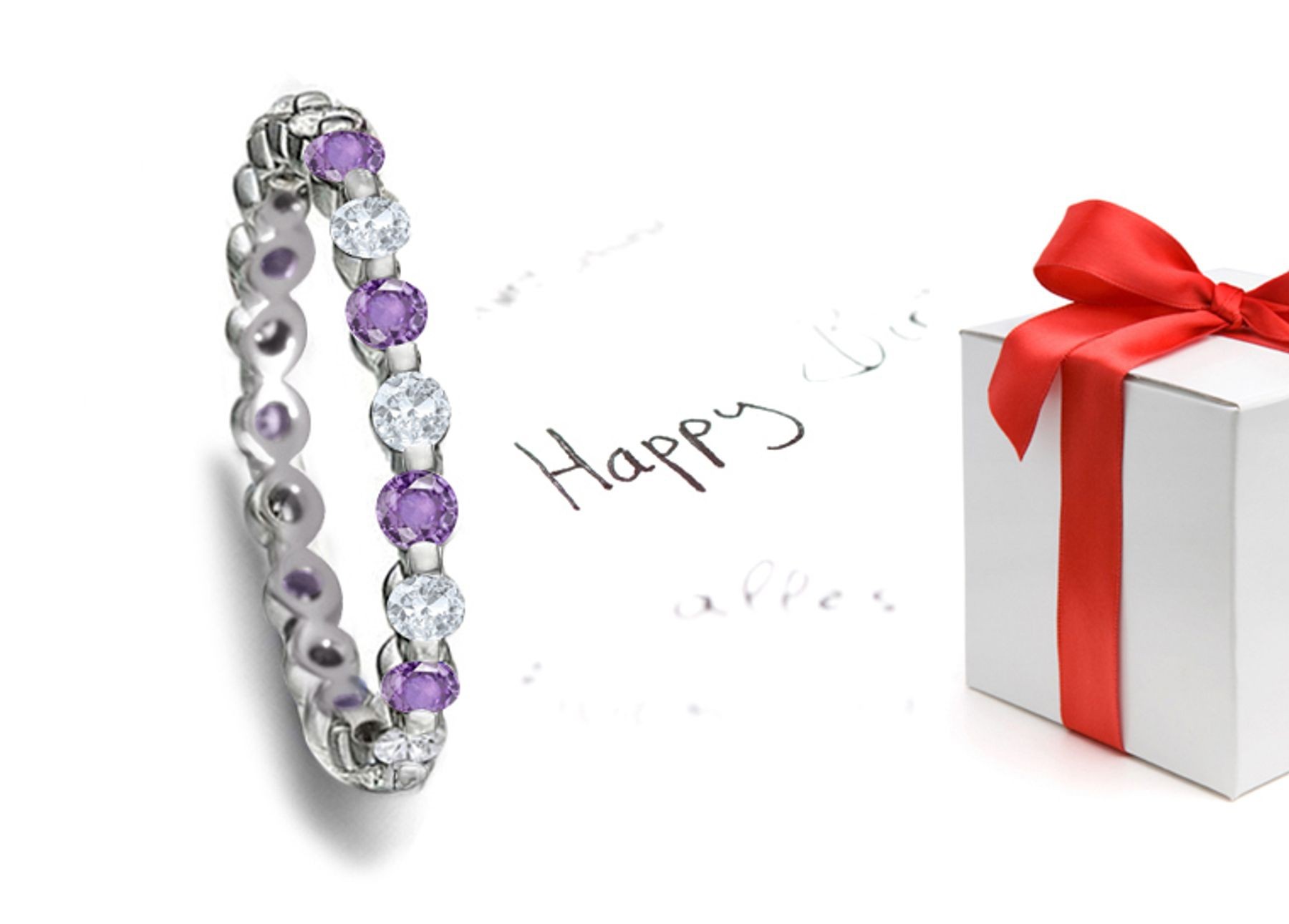 Style: Lively Purple Sapphire & Diamond Wedding Rings