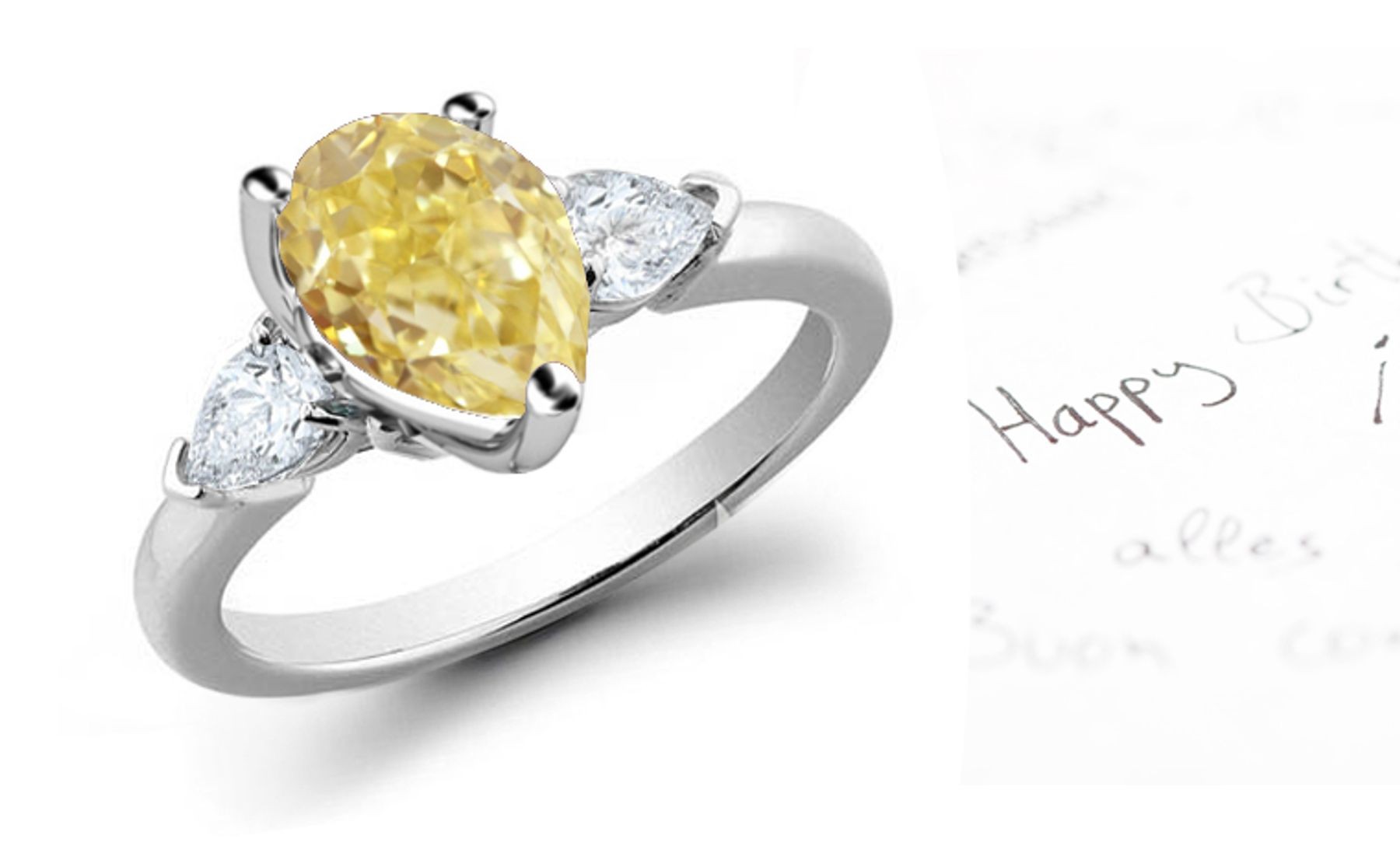 Pears Yellow Diamond Designer Ring