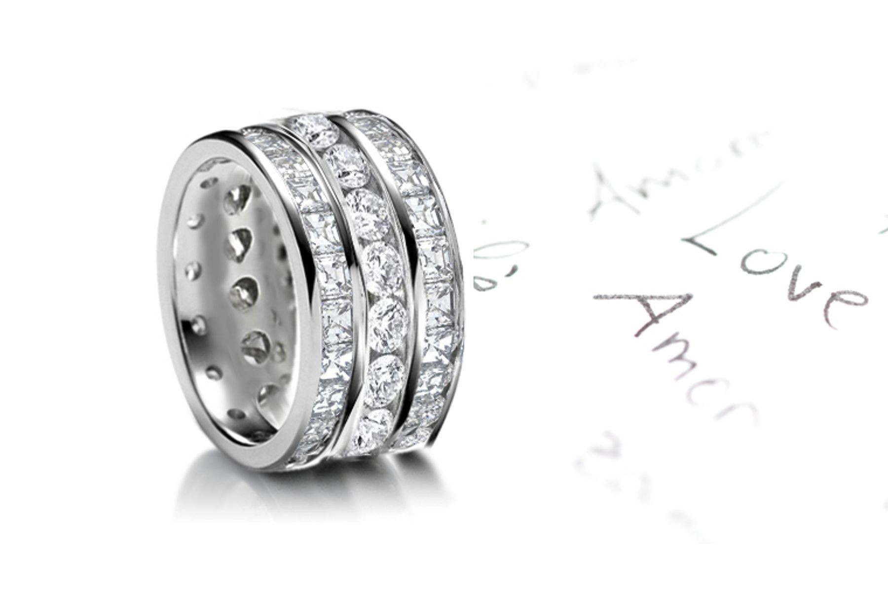 Versatile: Asscher Cut & Round Diamond Ring in Platinum & Gold