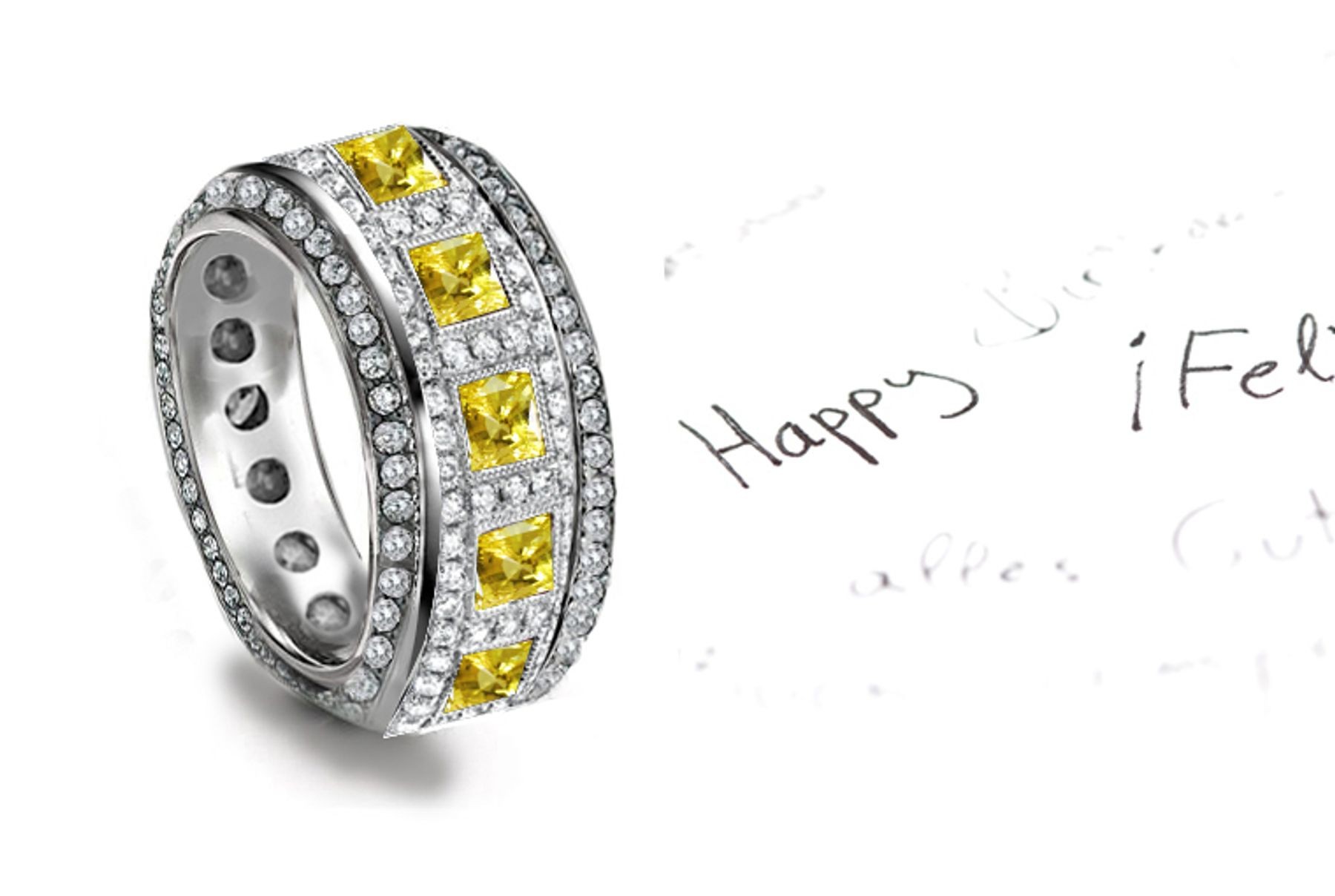 Popular: View Sparkling Yellow Sapphire Diamond Eternity Band Emits Yellow Fire