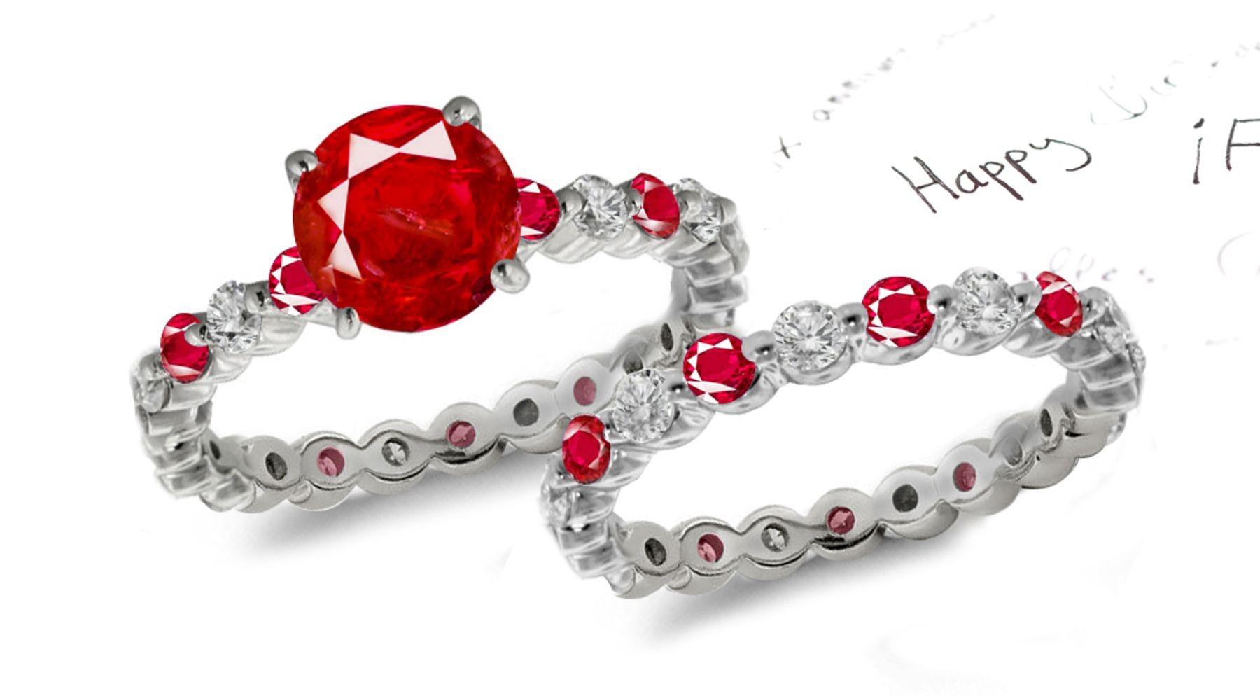 Attractive: Ruby & Diamond Engagement & Wedding Ring in Gold & Platinum