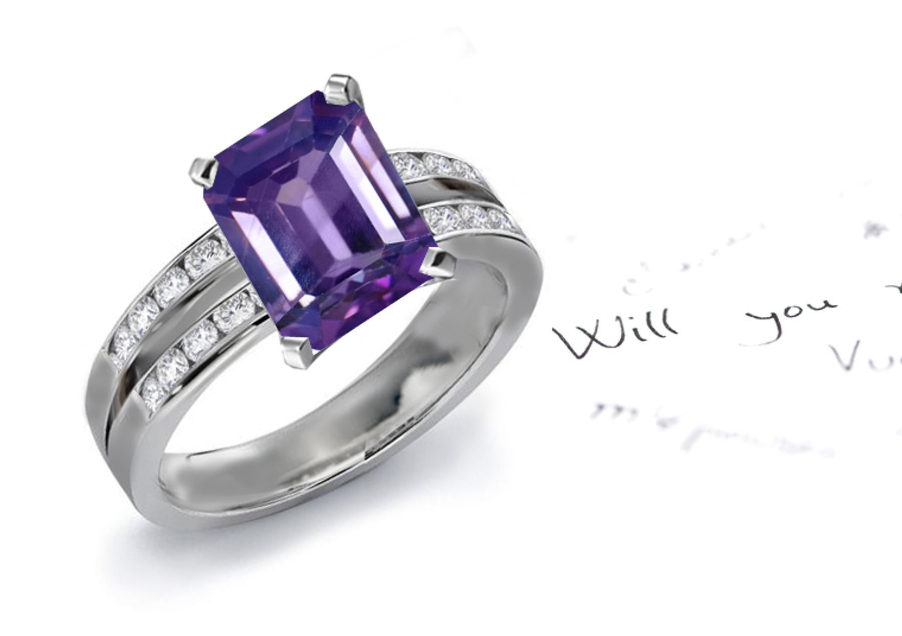A Beautiful Purple Sapphire & Diamond Engagement Ring