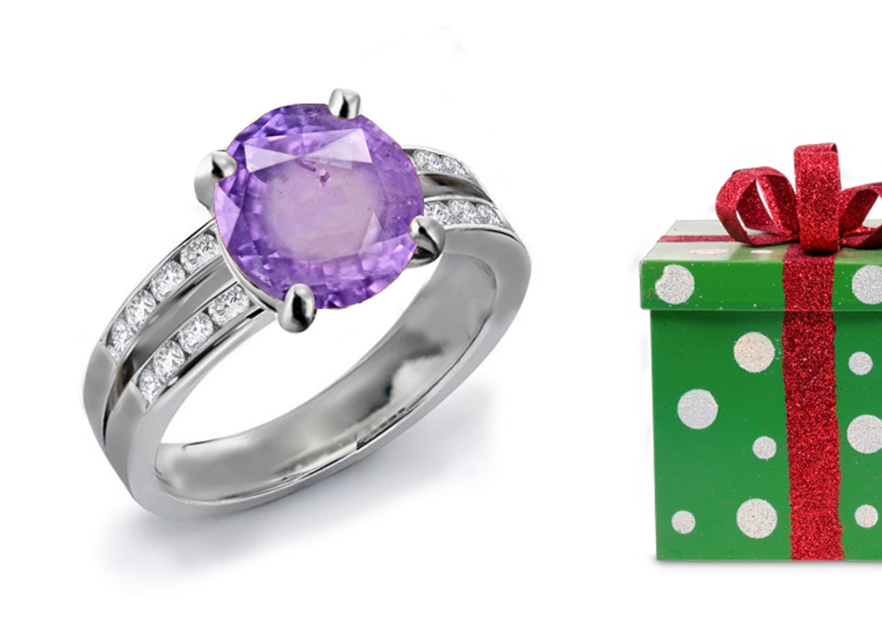 A Dazzling: Purple Sapphire & Diamond Engagement Ring