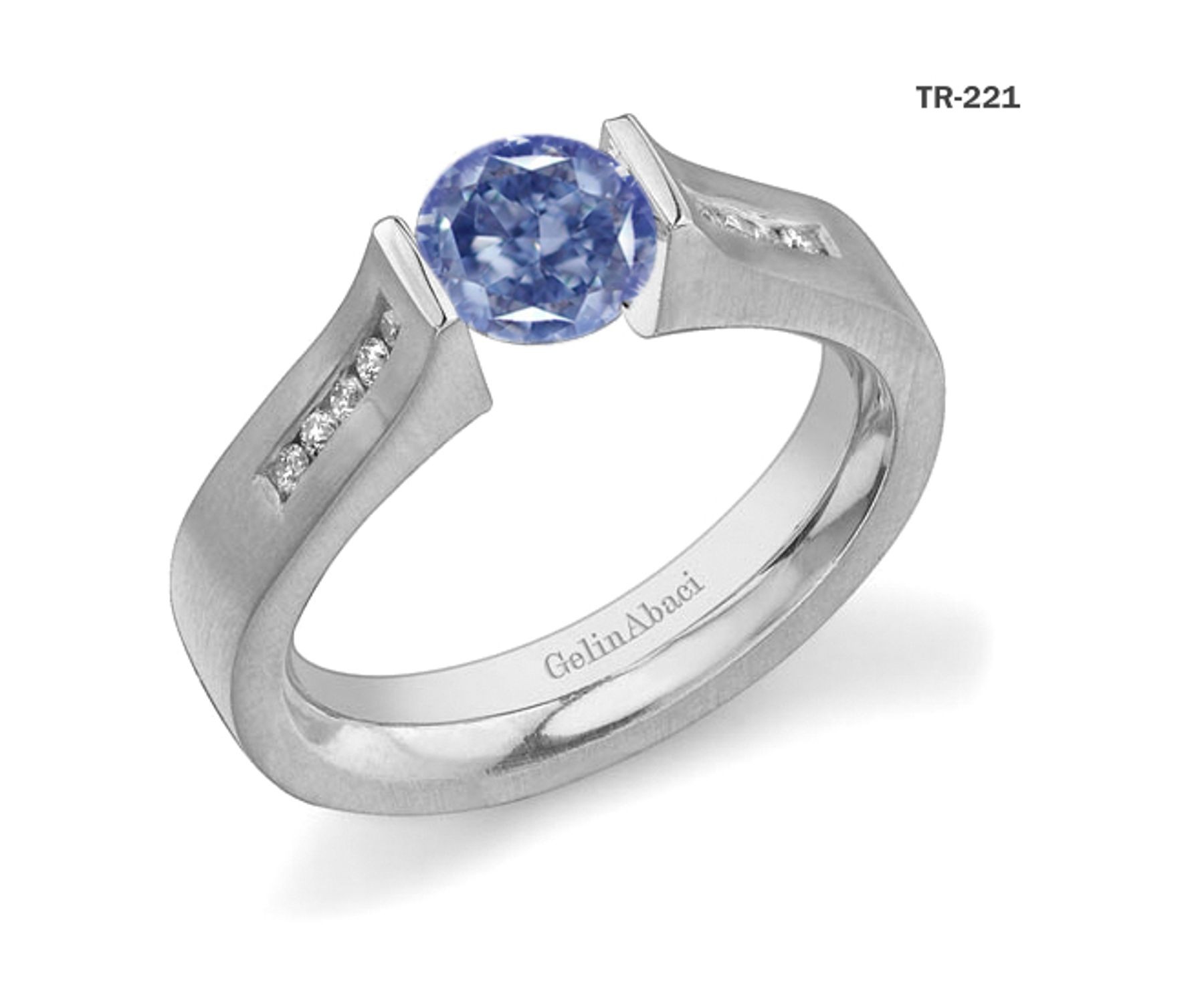 Contemporary High Quality Designer Blue Colored Diamond Tension Set Engagement Rings