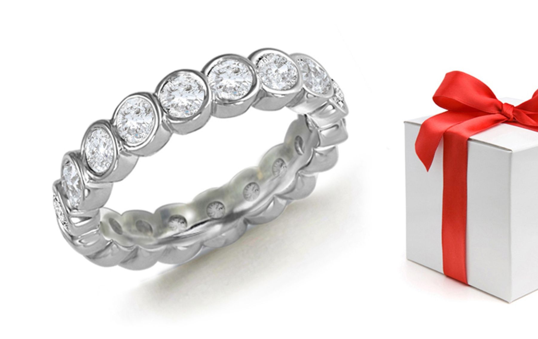 Innovative Settings: View Mesmerizing Stunning Full Bezel Set Diamond Eternity Band in 14k White, Gold