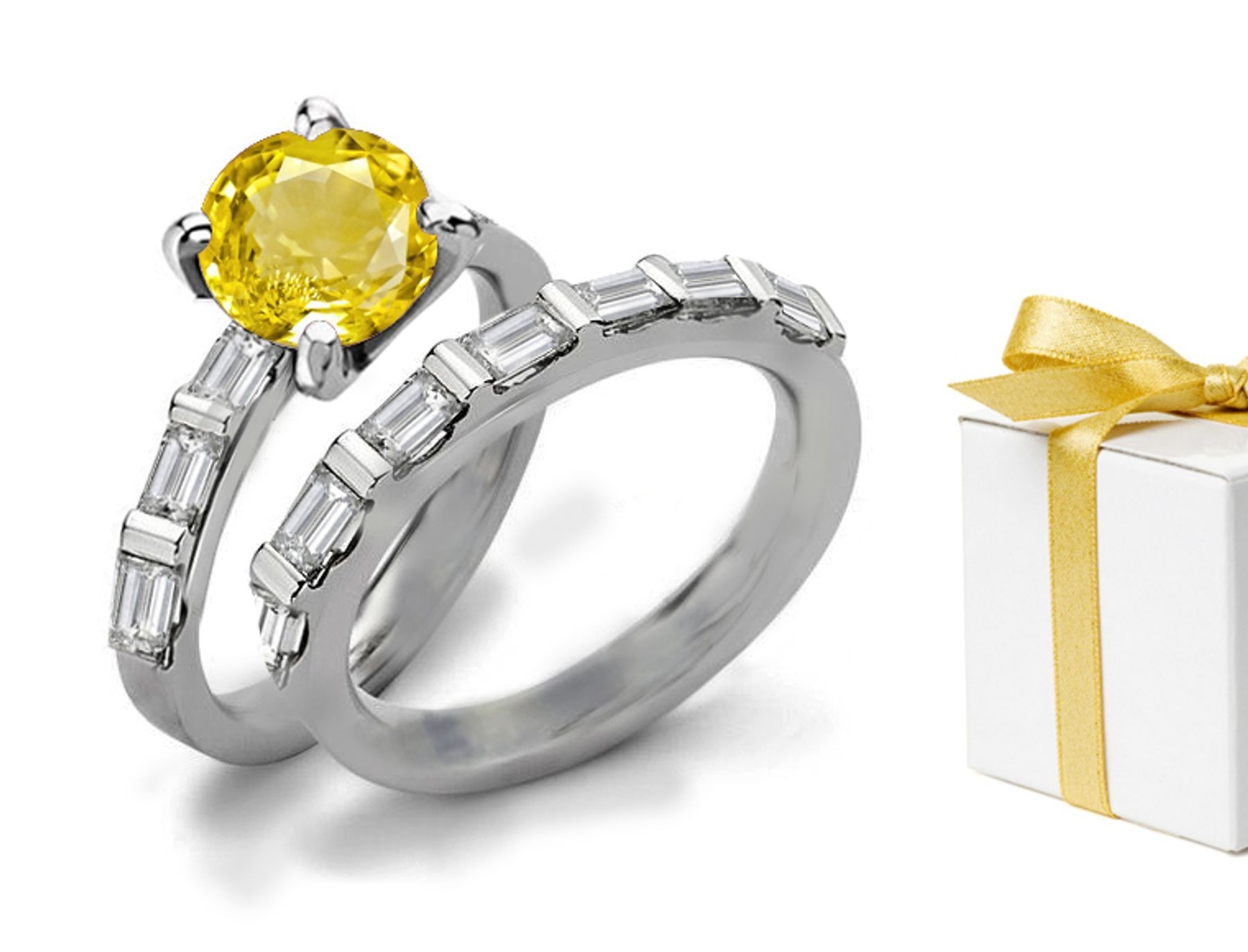 Yellow Sapphire Heart Diamond Designer Engagement Ring