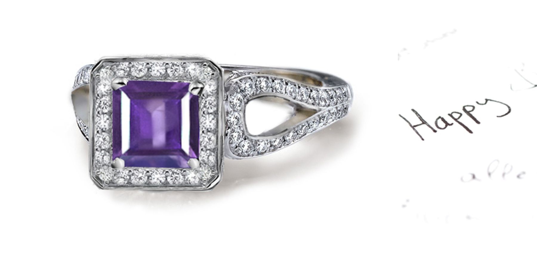 Sparkling: Purple Sapphire & Diamond Micro Pave Ring
