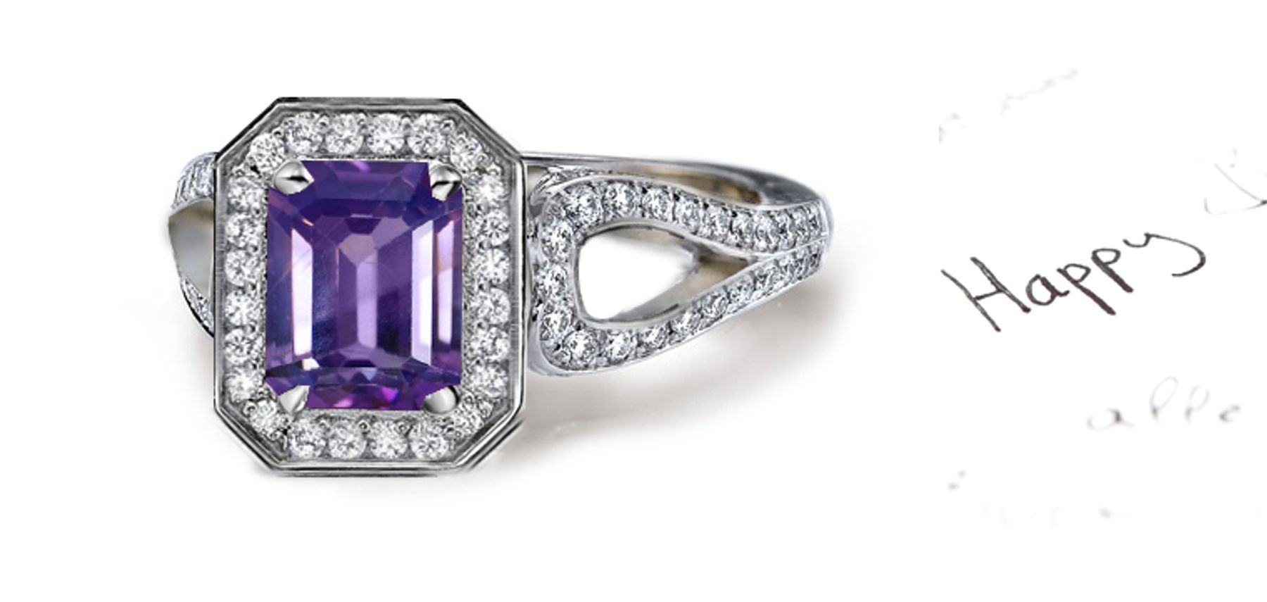 Amazing: Purple Sapphire & Diamond Micro Pave Ring