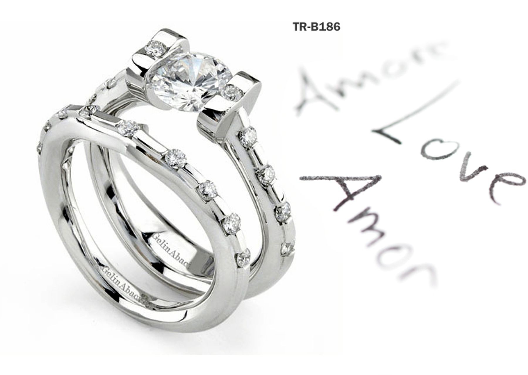 Tension Setting Diamond Wedding & Engagement Rings Set in Platinum