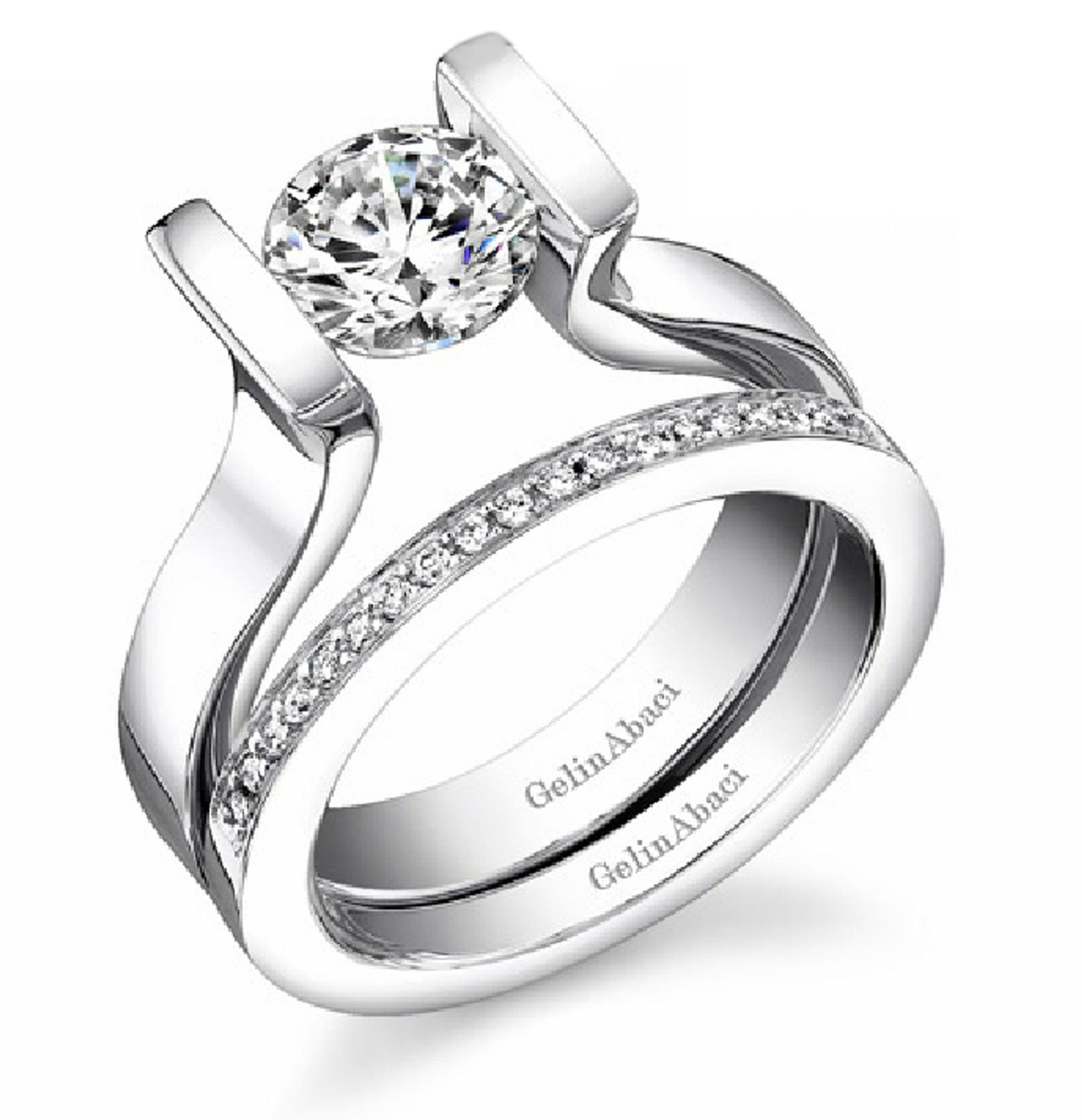 Designer Jewelry: Tension Set Diamond Engagement Rings in Sizes 3 to 8