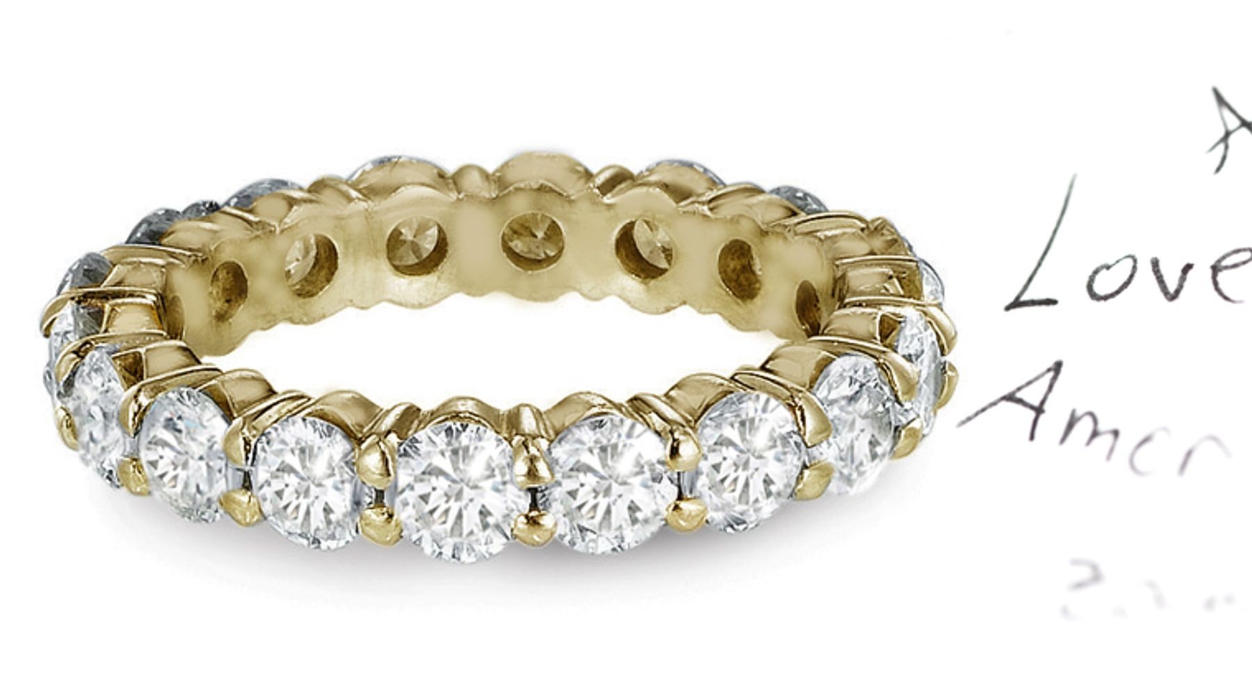 Love Token: 14k Gold Prong Set Round Diamond Eternity Bands