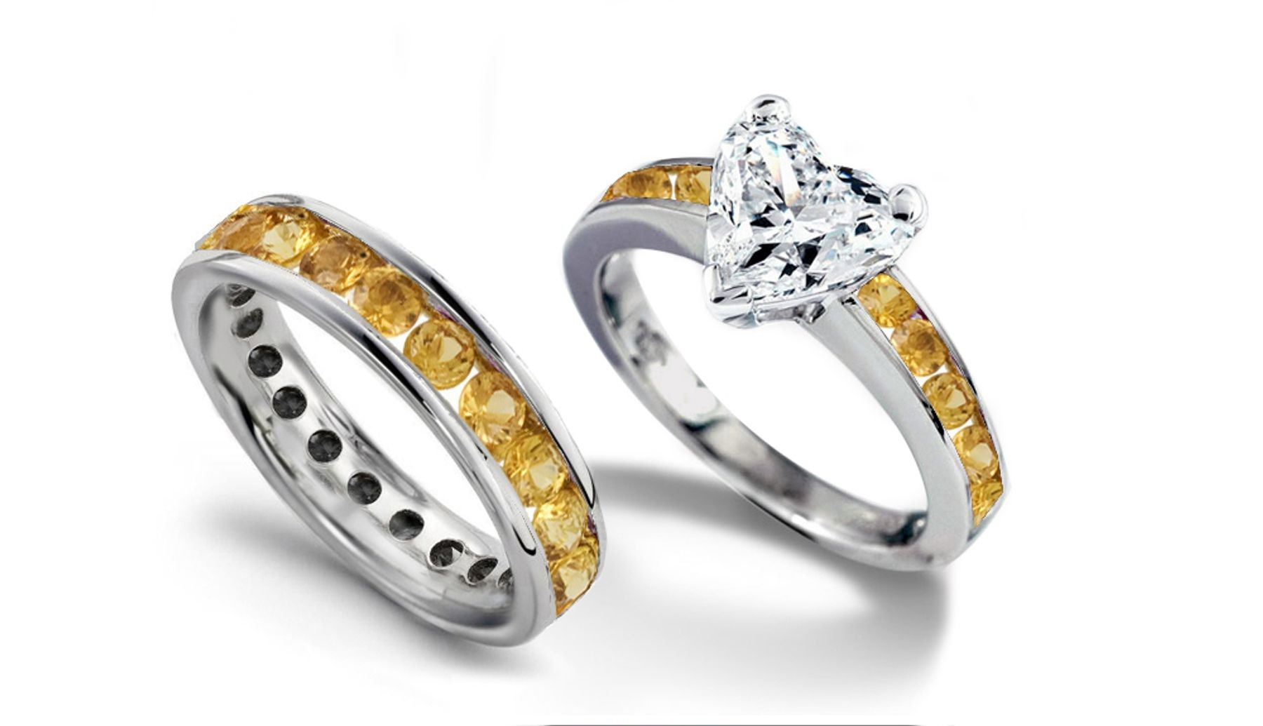 A Lot of Stones: Yellow Sapphire Wedding Engagement Rings