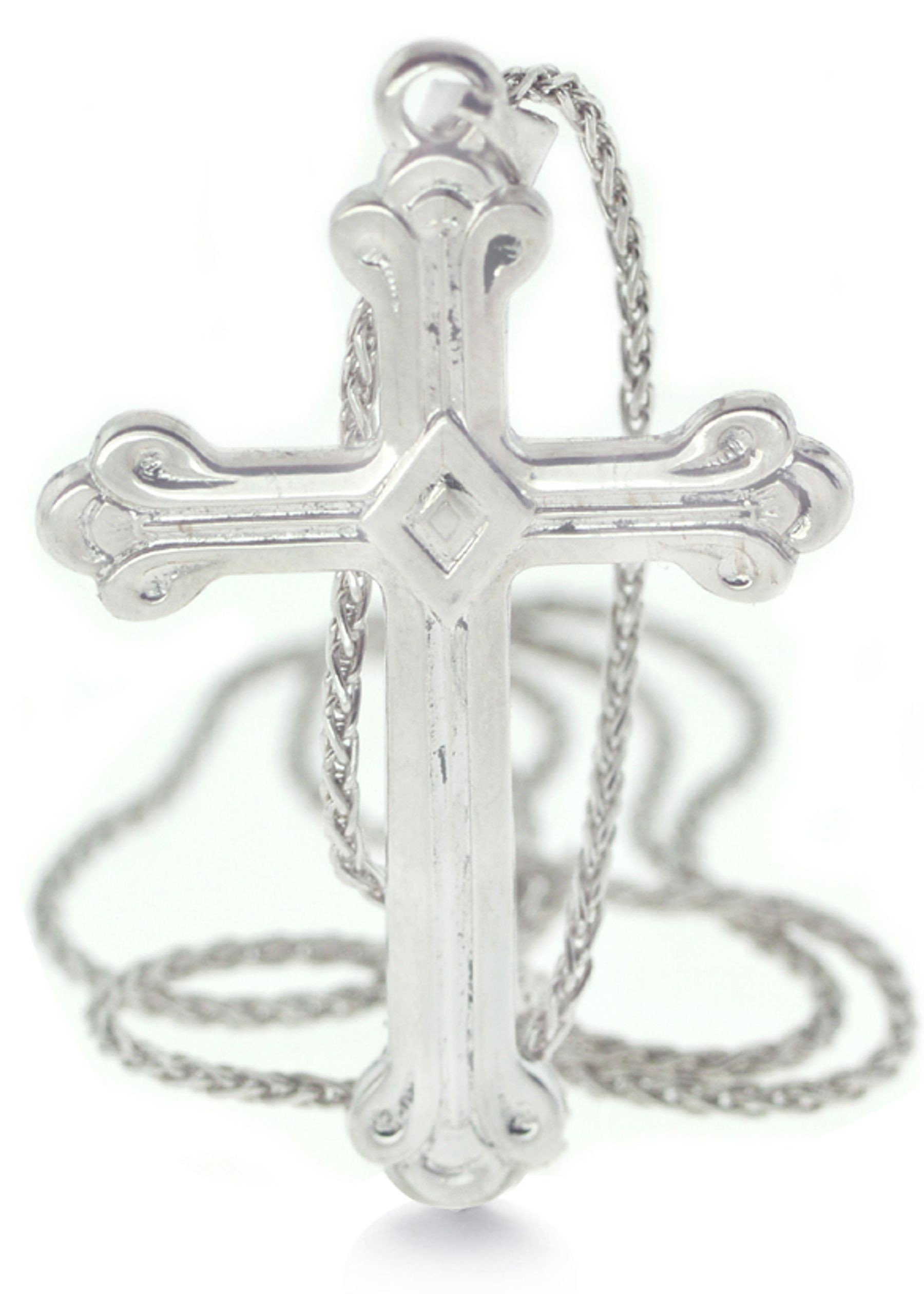 Platinum cross pendant with platinum pendant chain