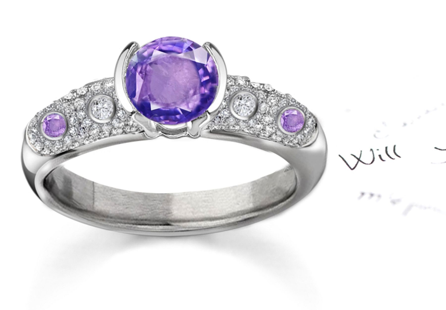 Pristine: Purple Sapphire & Diamond Micro Pave Ring