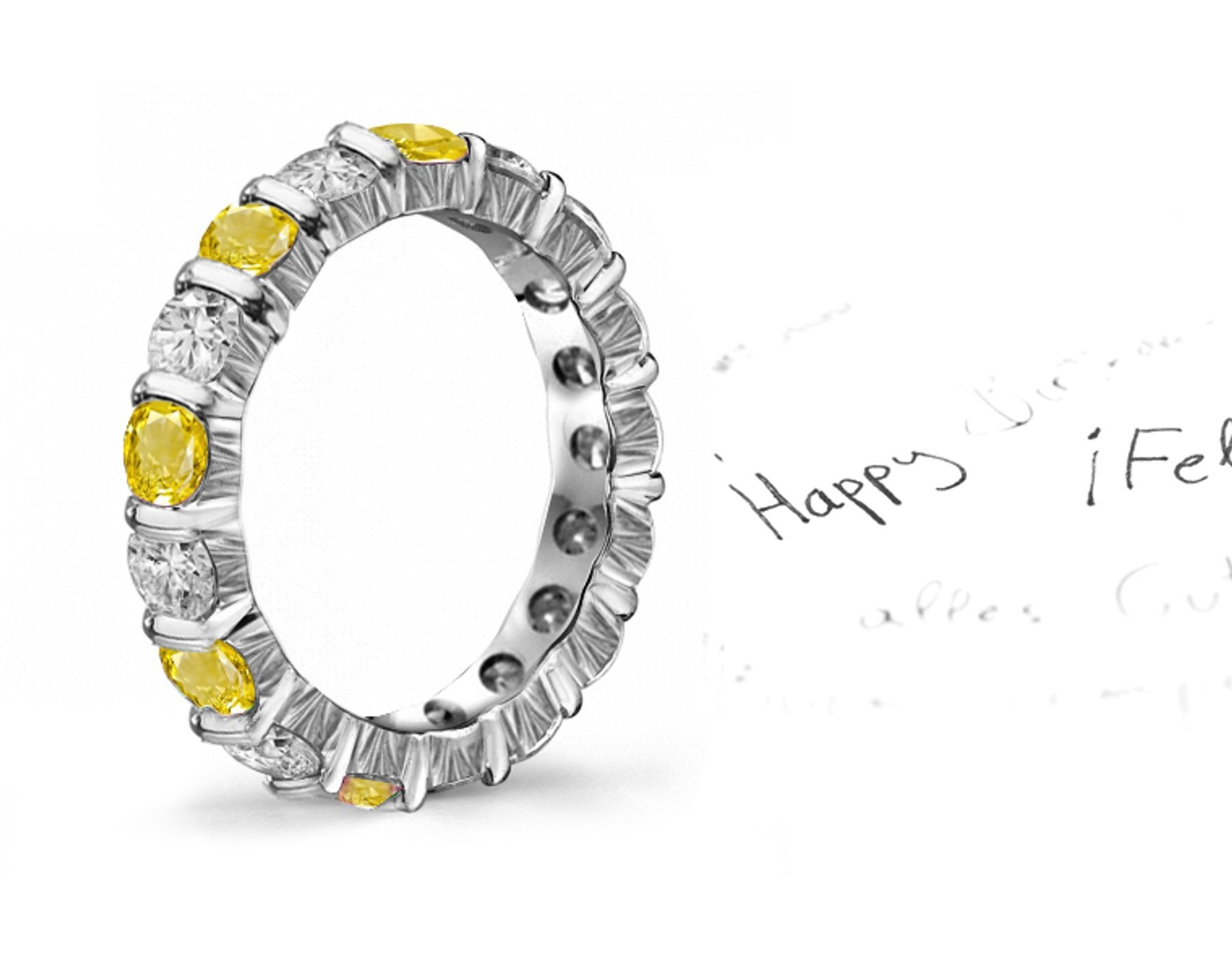 Rolling Accents: Blazing Elegant Hand Engraved Diamond & Sapphire Wedding Rings