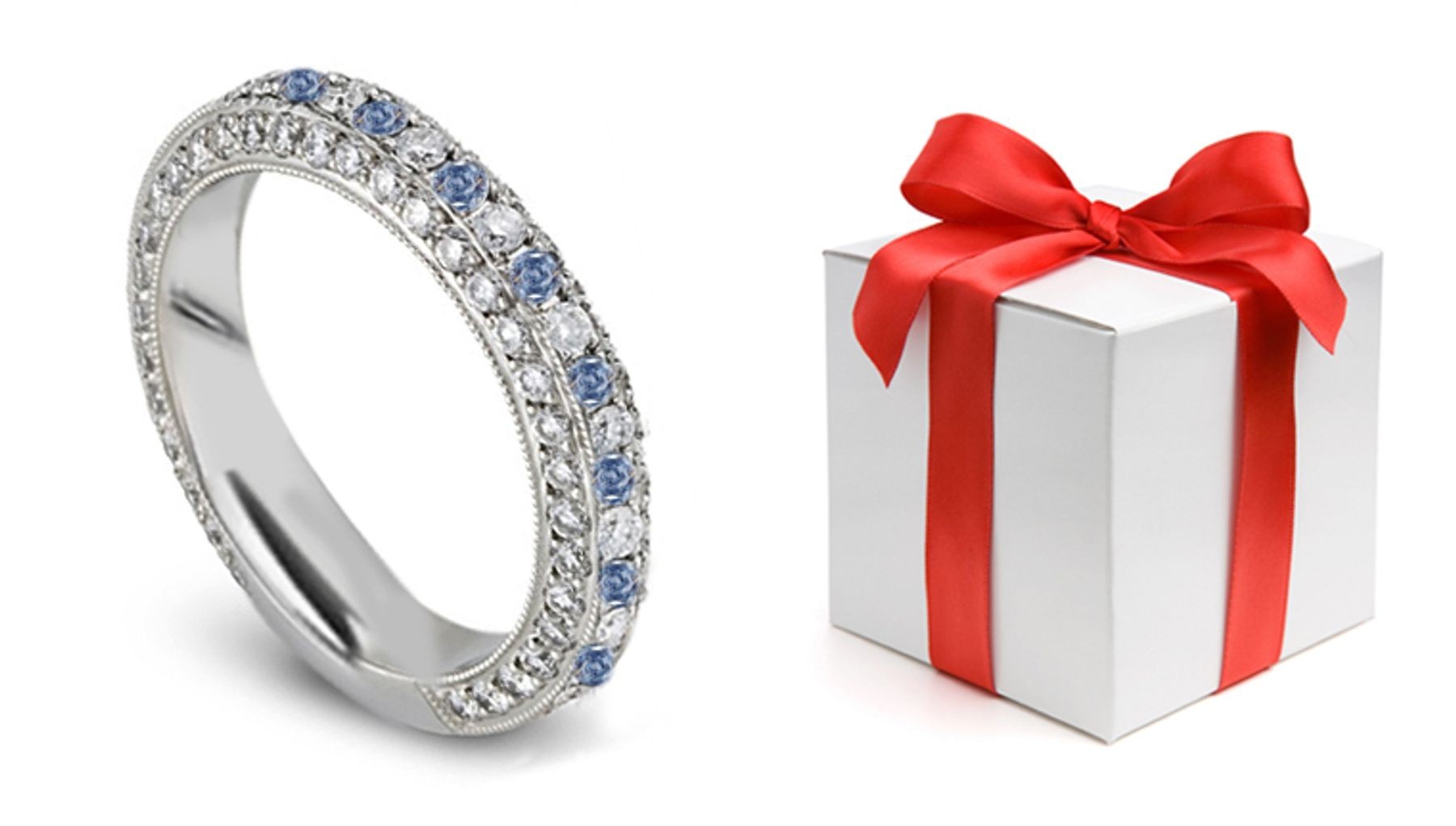 Blue Colored Diamonds & White Diamonds Blue Diamond Eternity Ring