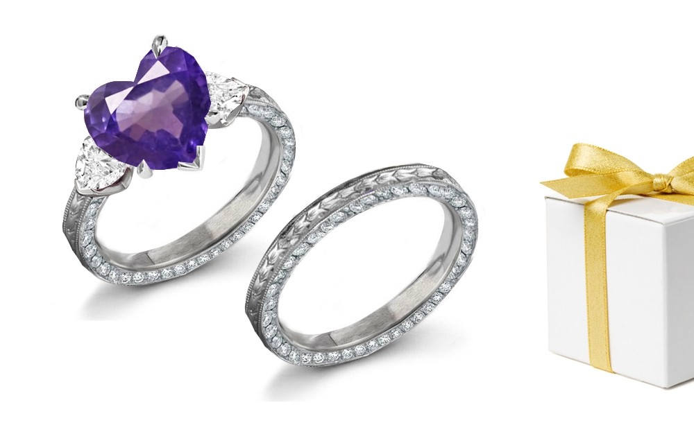 Romance: Engraved Pink Sapphire & Diamond Ring