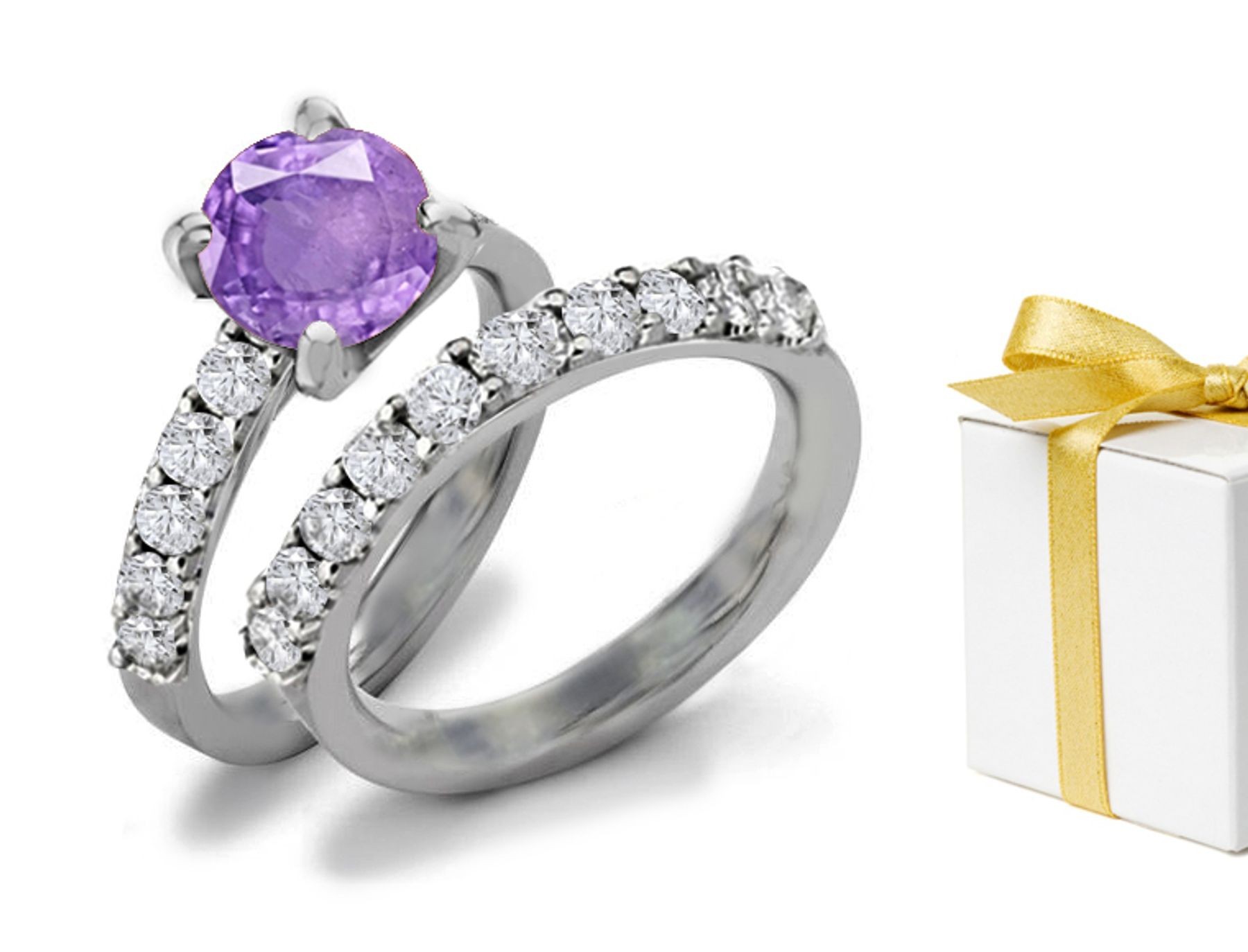 Pure & Bright Purple Sapphire Diamond Engagement Ring