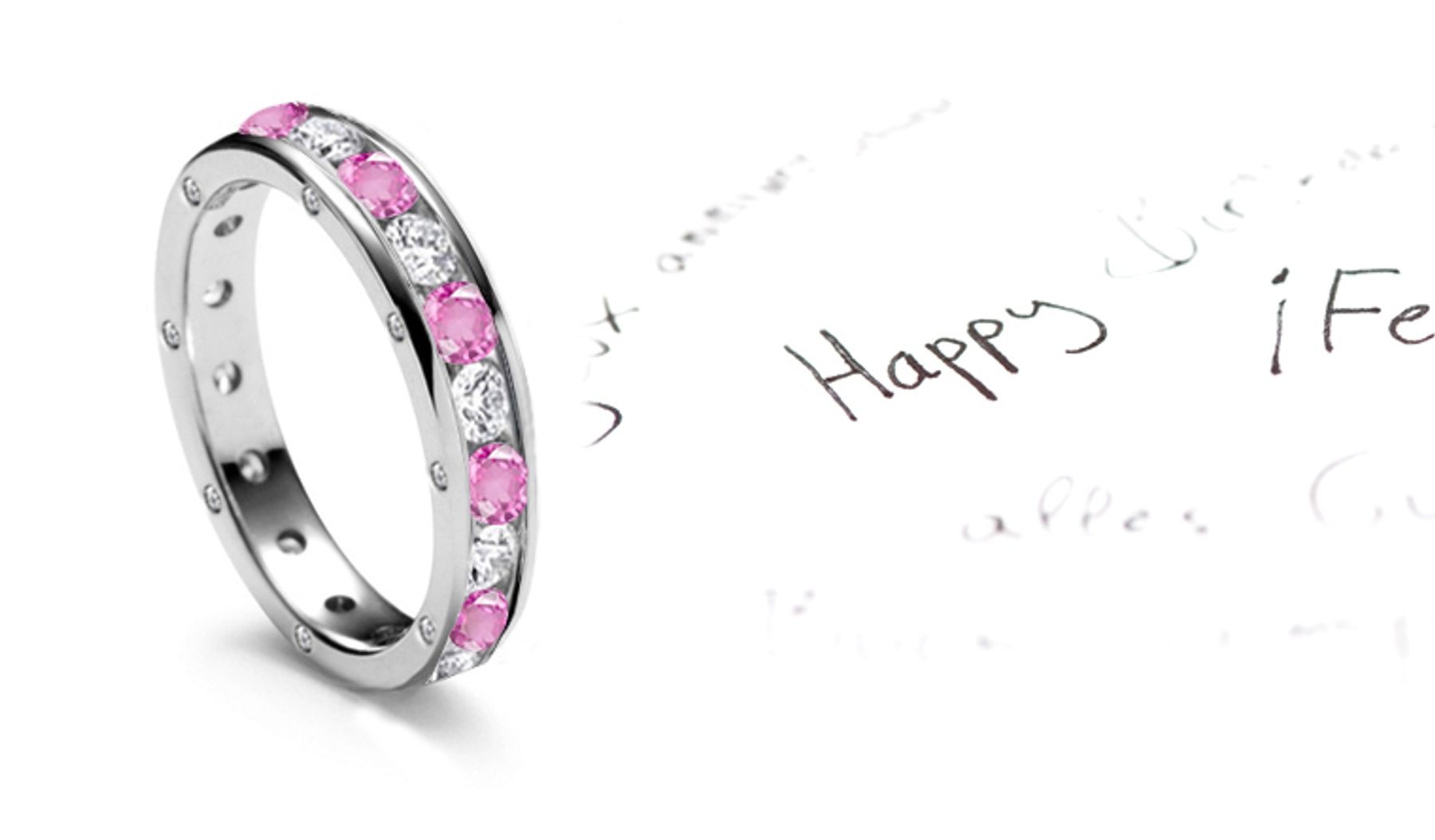 Classic Pink Sapphire & Diamond Eternity Ring with Twinkling Sides