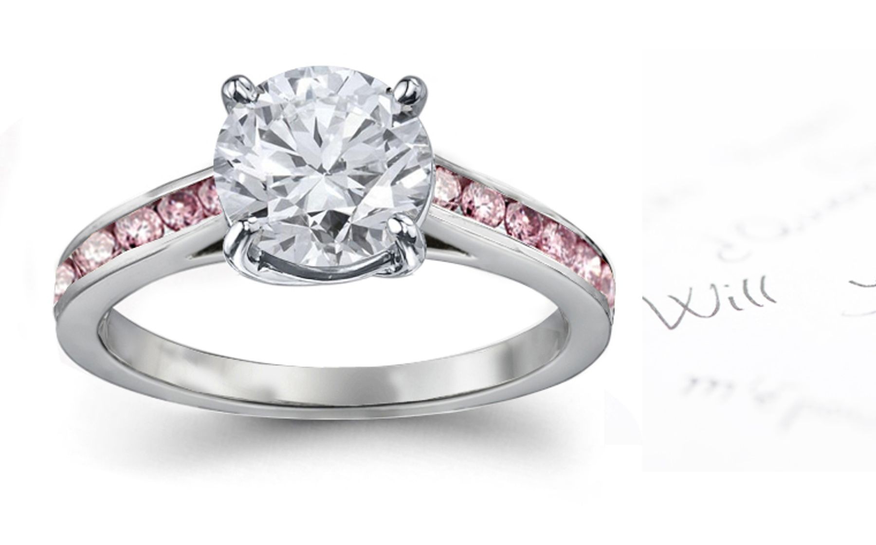 Pink & White Diamond Engagement Ring
