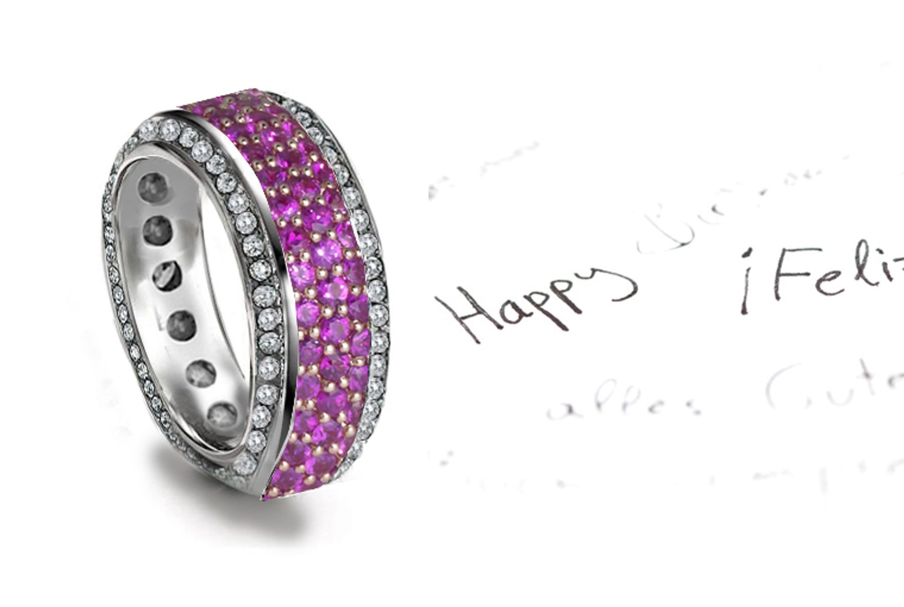 Purple Sapphire & Diamond Eternity Wedding Band