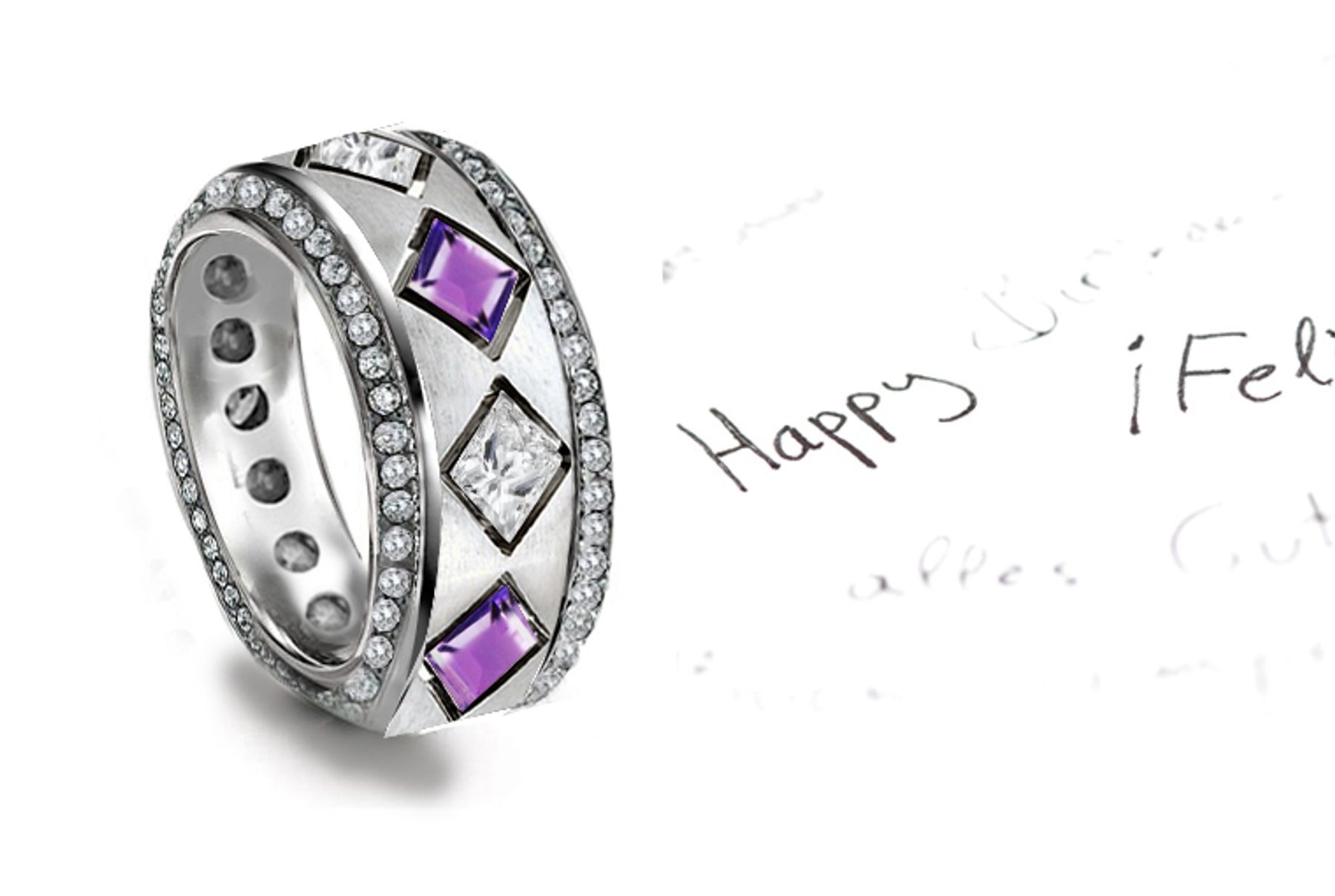 Impeccable: Evolving Sparkling Glittering Purple Sapphire Diamond Eternity Band