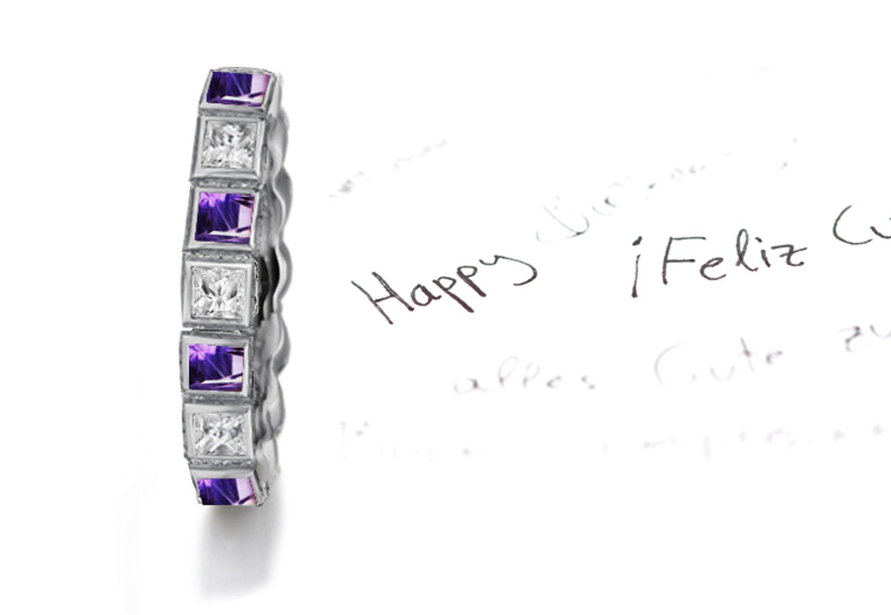 Truly Amazing: Latest Style Sparkling Glittering Purple Sapphire Diamond Eternity Band