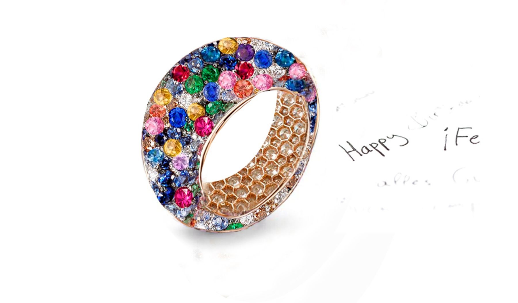 Fabulous Multi-Colored Diamonds & Precious Stones Eternity Band Rings