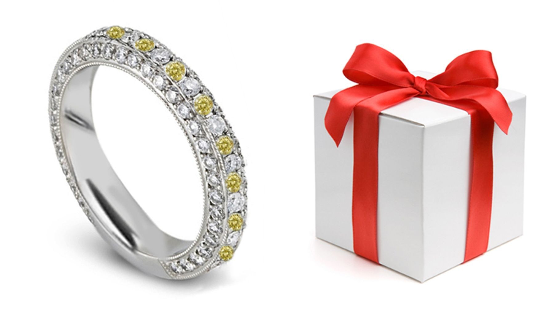 Premier Colored Diamonds Designer Collection - Yellow Colored Diamonds & White Diamonds Fancy Yellow Diamond Eternity Rings