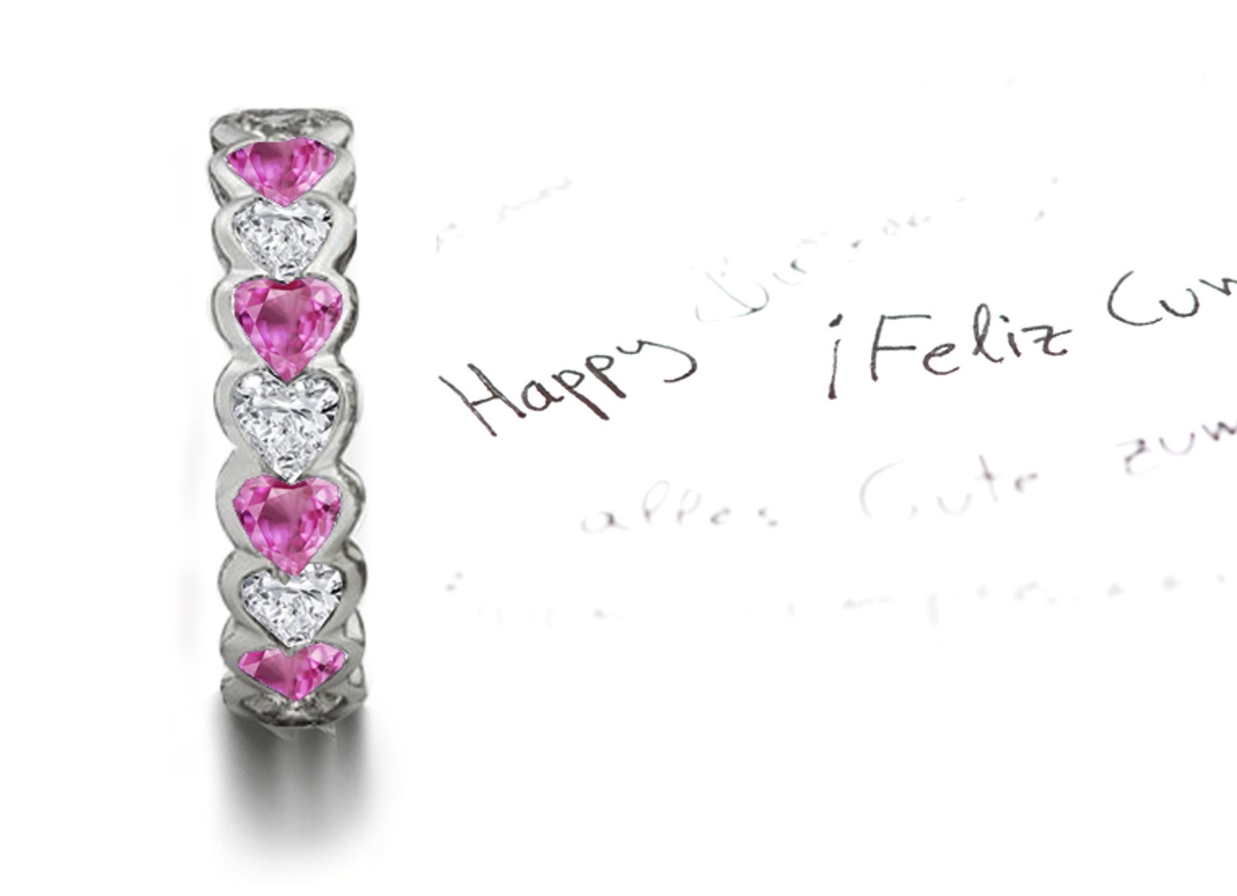 Heart Pink Sapphires & Diamonds Eternity Ring Available Today