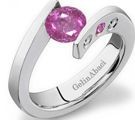 Designer Round Pink Sapphire Gemstone Diamond Tension Set Engagement Rings