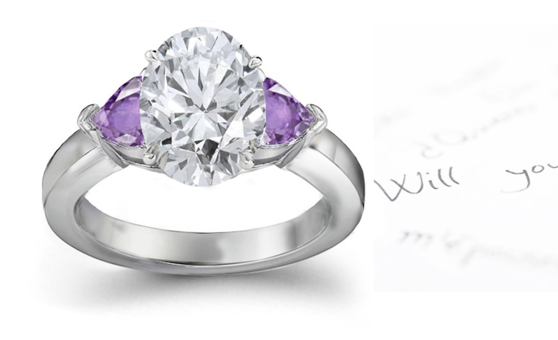 Lively Heart Purple Sapphire Diamond Engagement Ring
