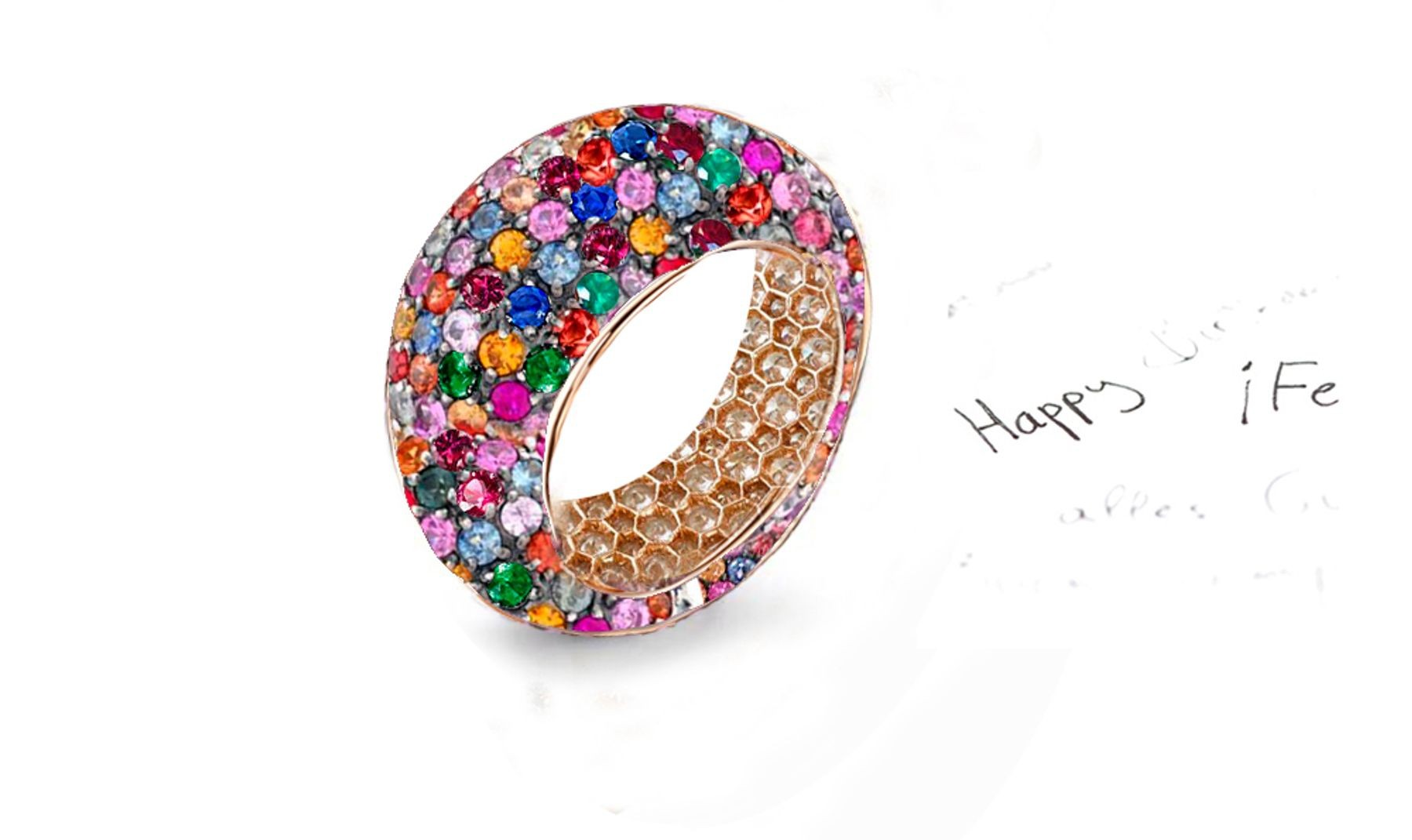 High Quality Multi-Colored Diamonds & Precious Stones Eternity Band Rings