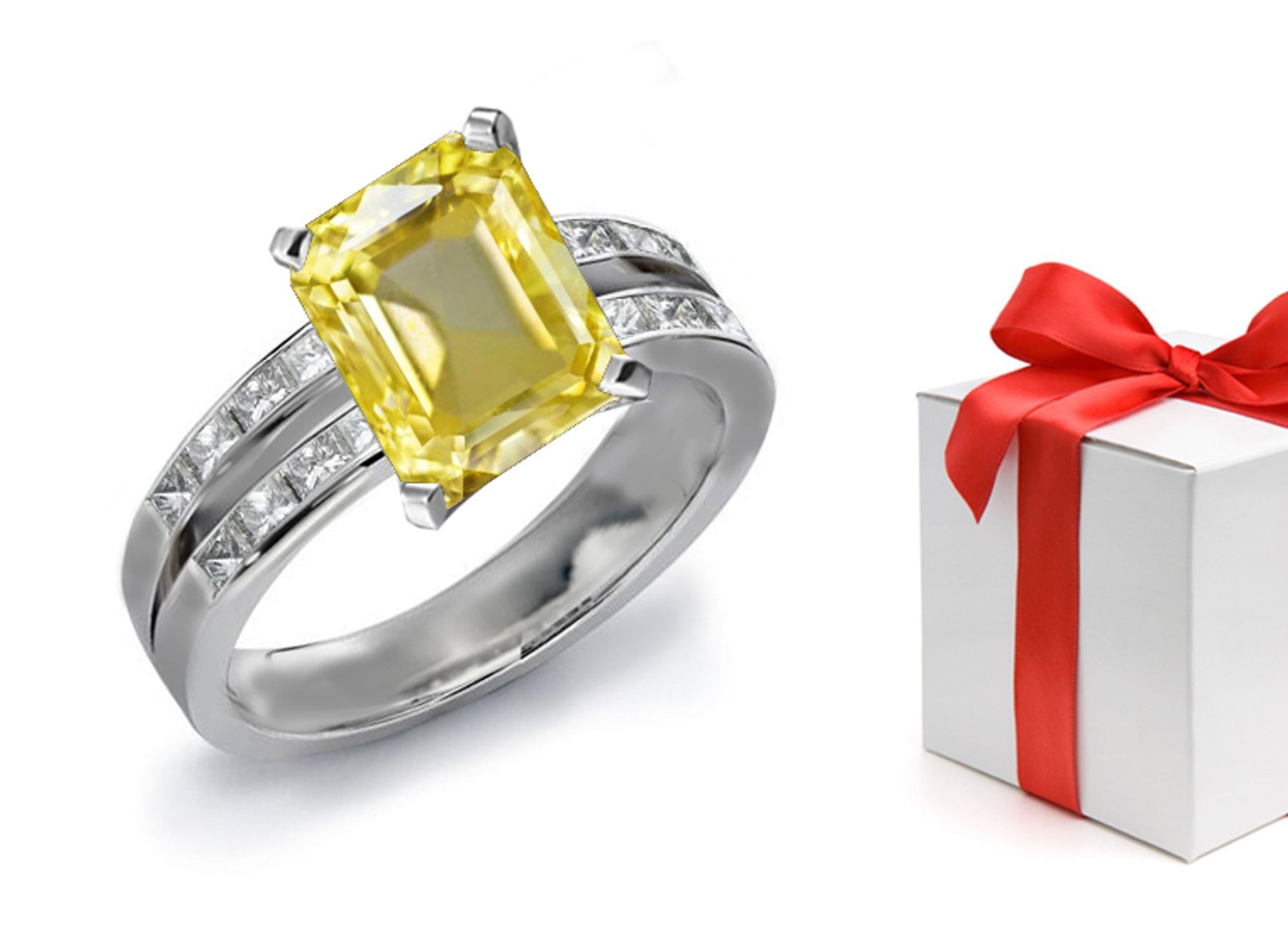 A Glittering Yellow Sapphire & Diamond Engagement Ring 