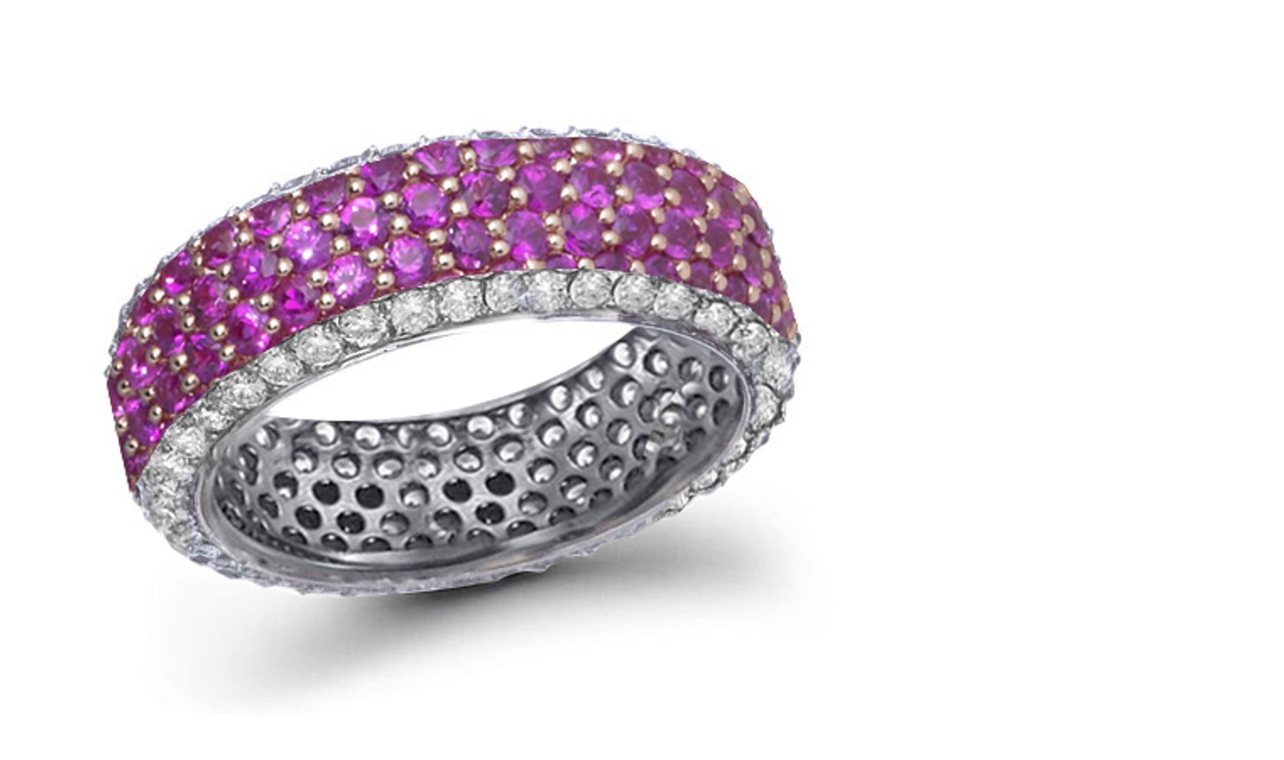 Purple Sapphire & Diamond Eternity Wedding Band