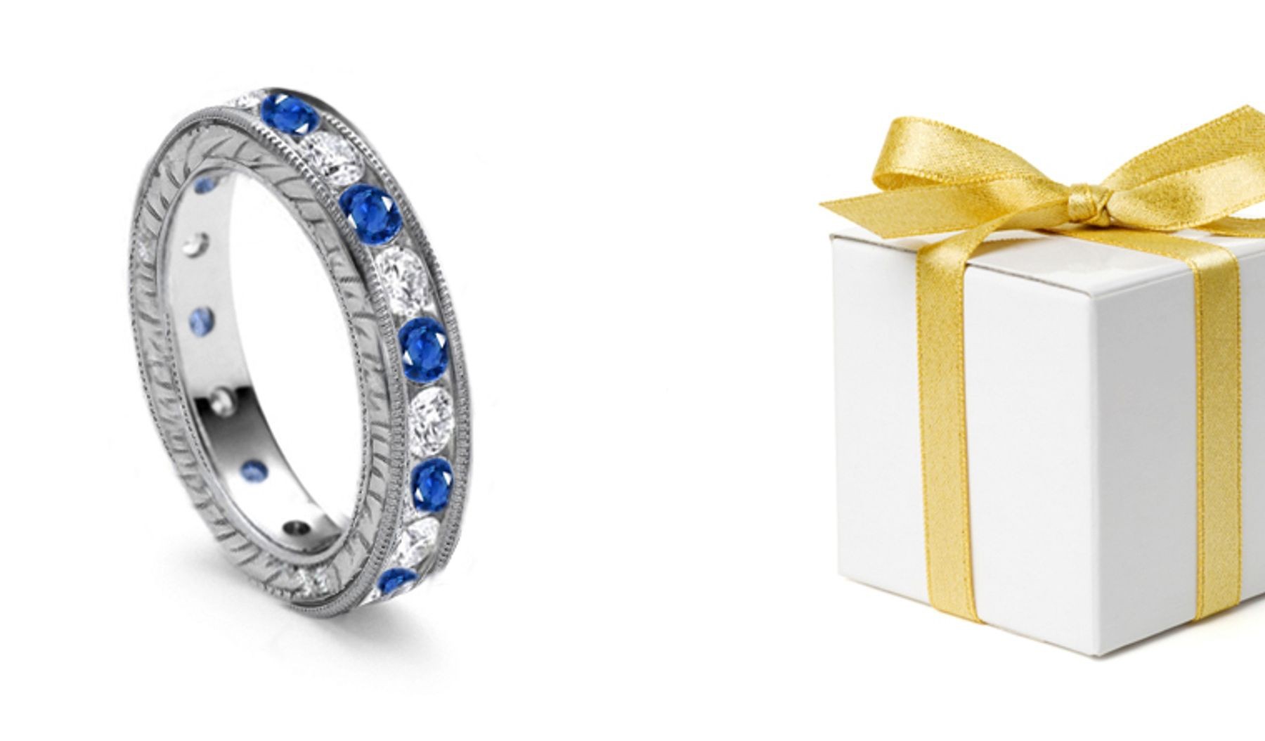 Popular Love Stories: Designer Diamond & Sapphire Eternity Ring