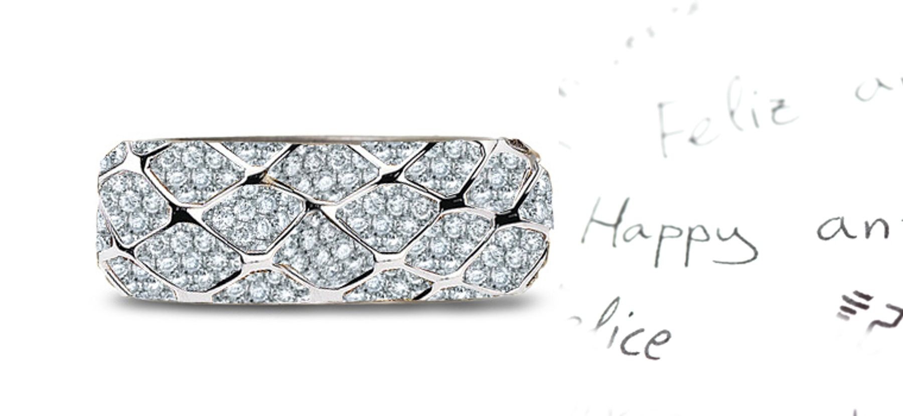 Collosal Diamond Cocktail Ring with 3.50 cts of Encrusted Cluster Diamonds in Multi-Bands in Gold & Platinum Size 6