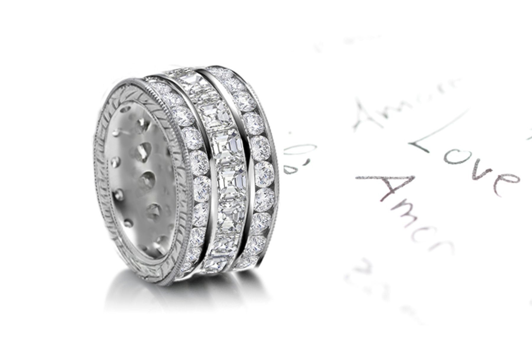Tailor Designed Sparkler of Baguette Cut Diamonds bordered by row of Princess Cut Diamonds 4.0 to 5.50 carats $12,950